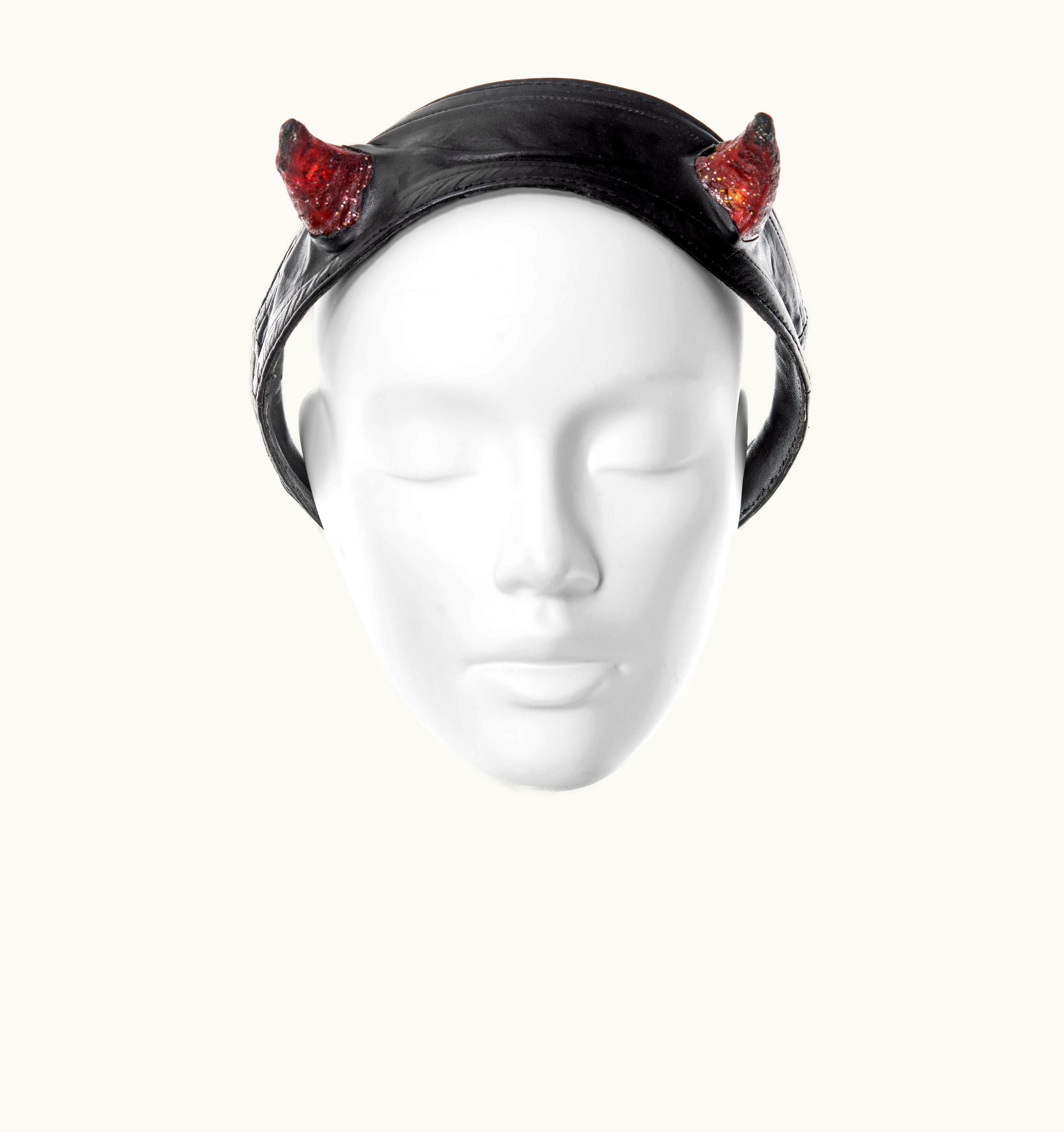 Vivienne Westwood Vivienne Westwood Black Leather Headband With Light Up Satyr Horns, S/S 1988