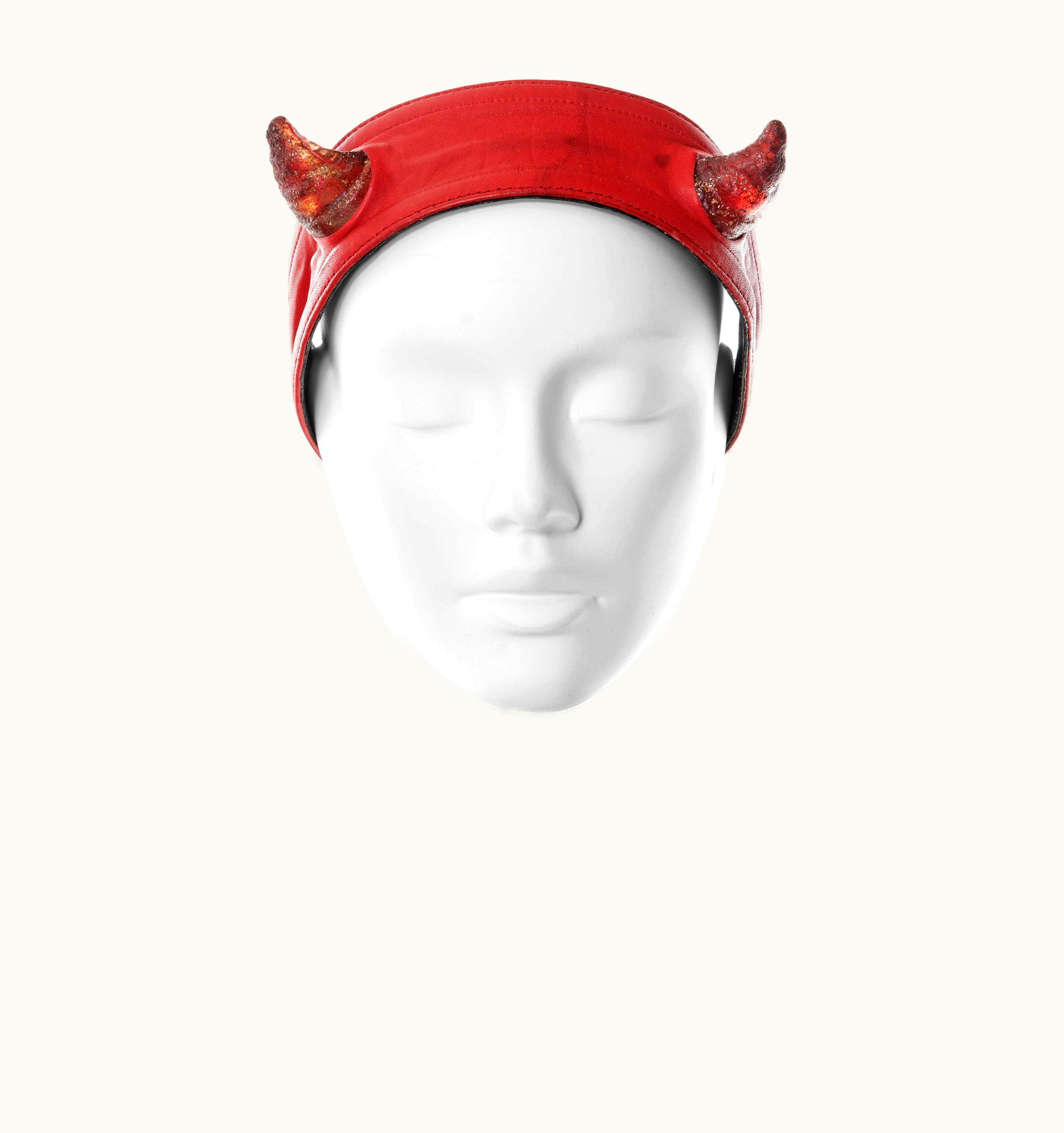 Vivienne Westwood Vivienne Westwood Red Leather Headband With Light Up Satyr Horns, S/S 1988
