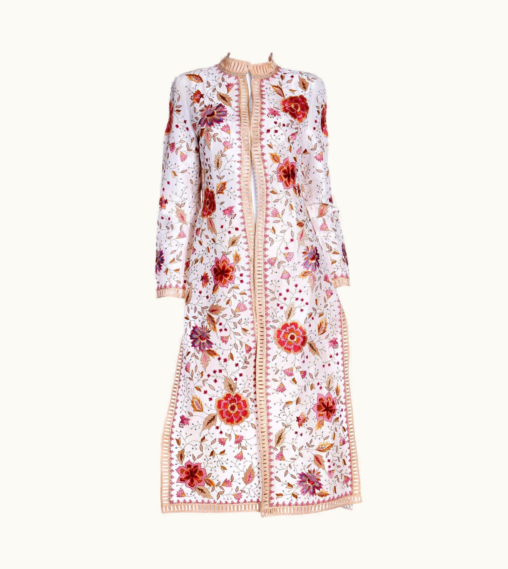Oscar De La Renta Oscar De La Renta Vintage Floral Embroidered Long Summer Coat WS/S High Slits