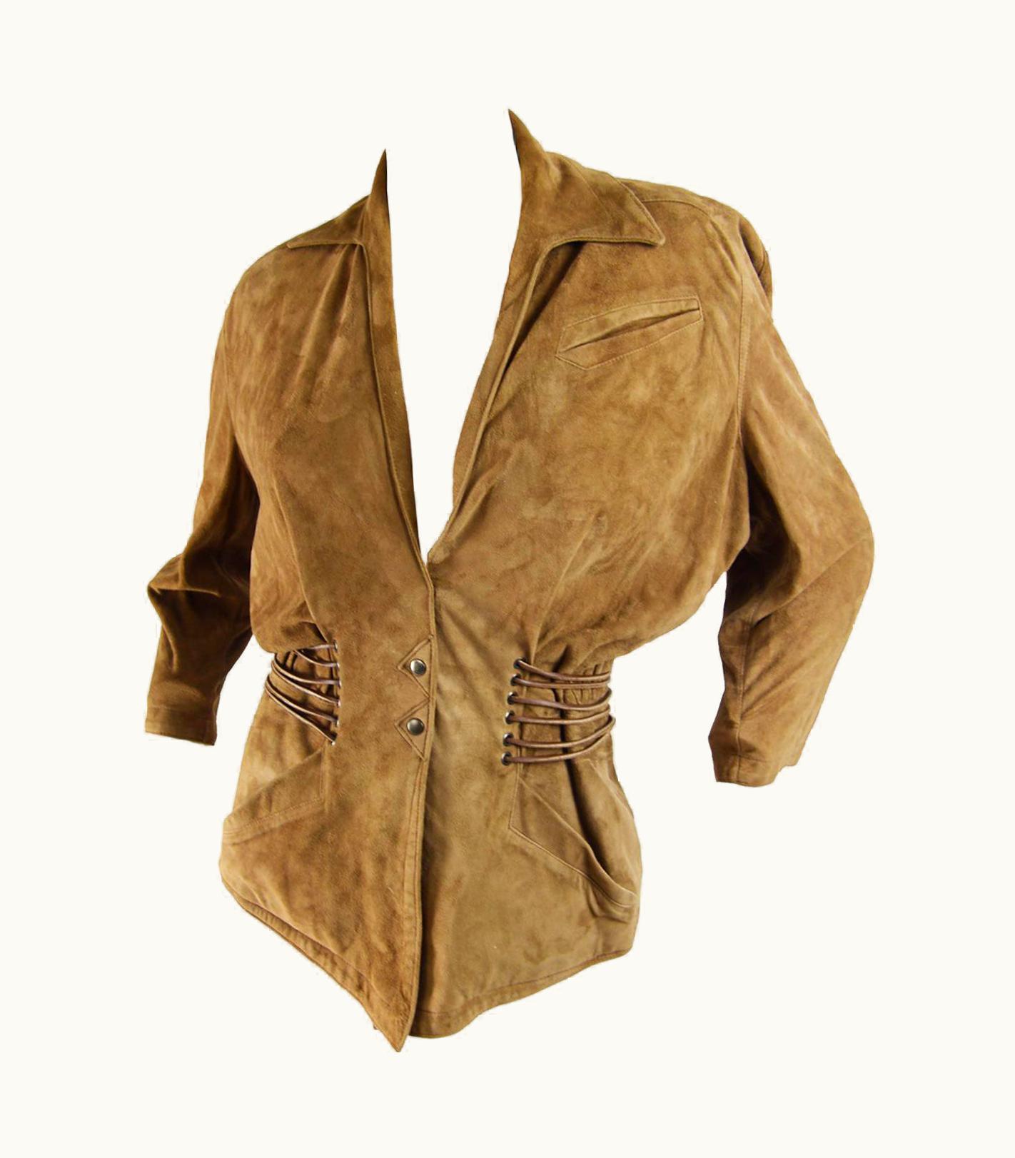 Mugler Thierry Mugler Vintage Brown Suede Jacket, 1980s