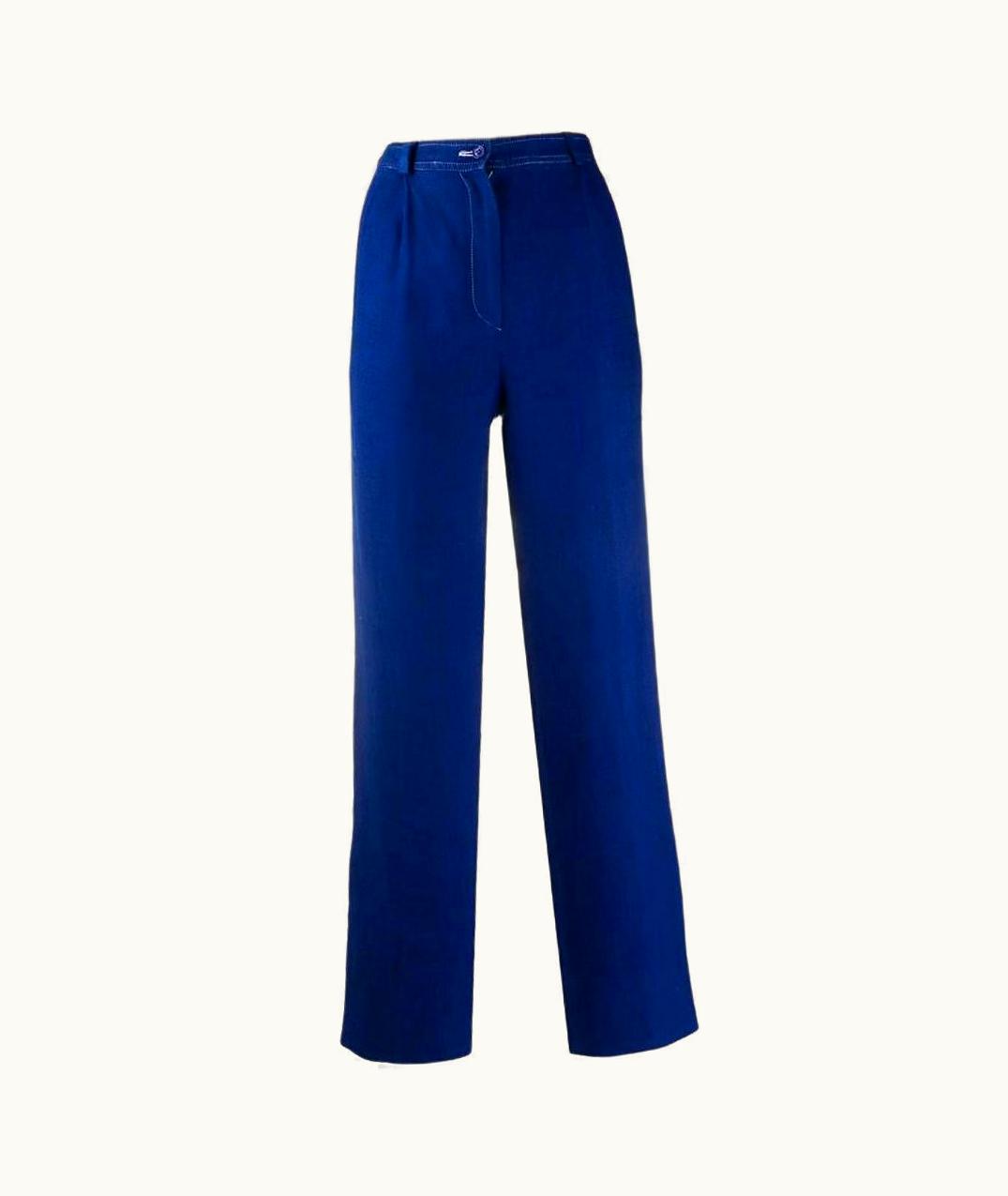 Valentino Valentino Vintage Electric Blue Linen Straight 80s Upcycled Trousers
