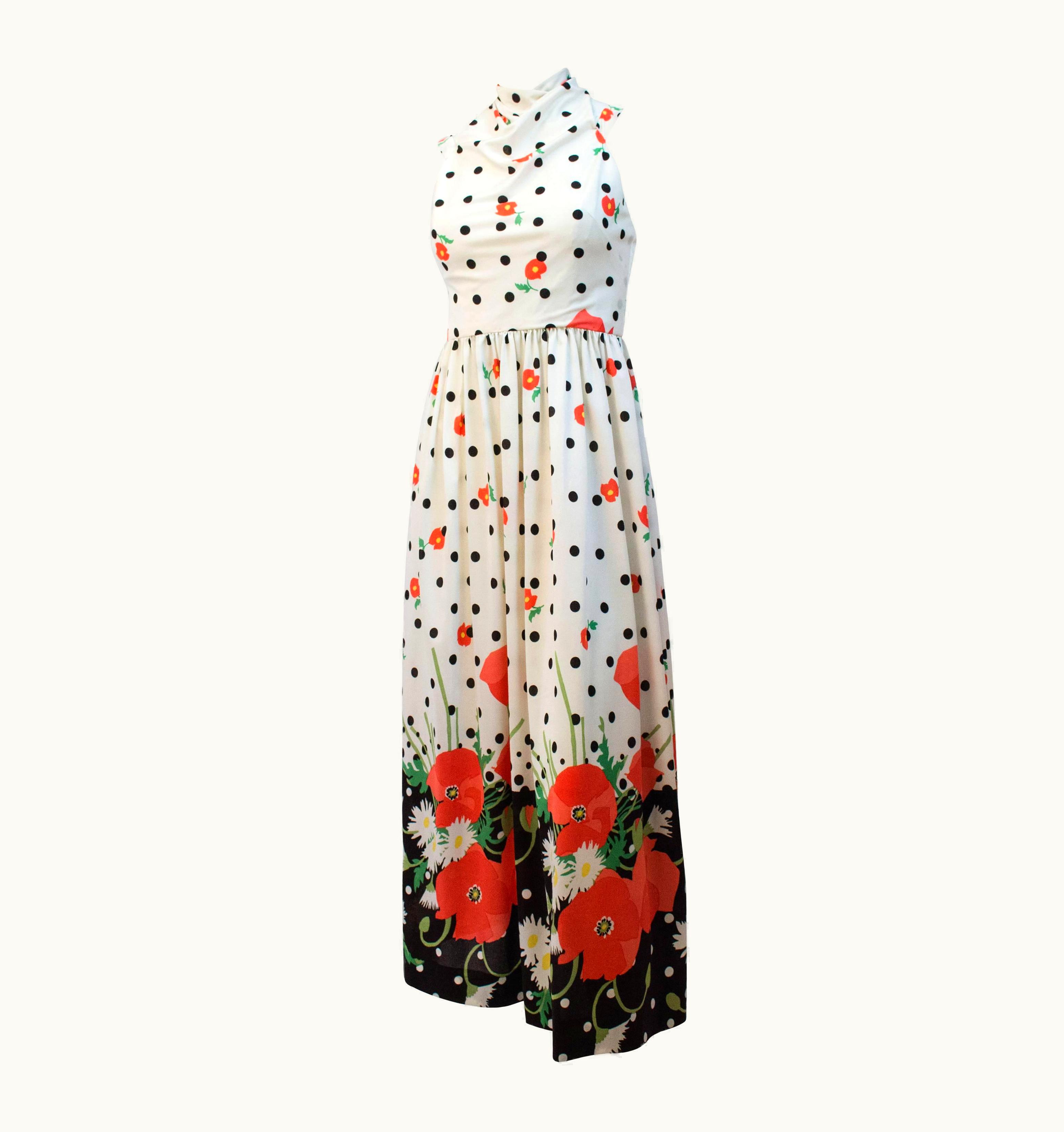Oscar De La Renta 80s Oscar De La Renta Printed Halter Dress