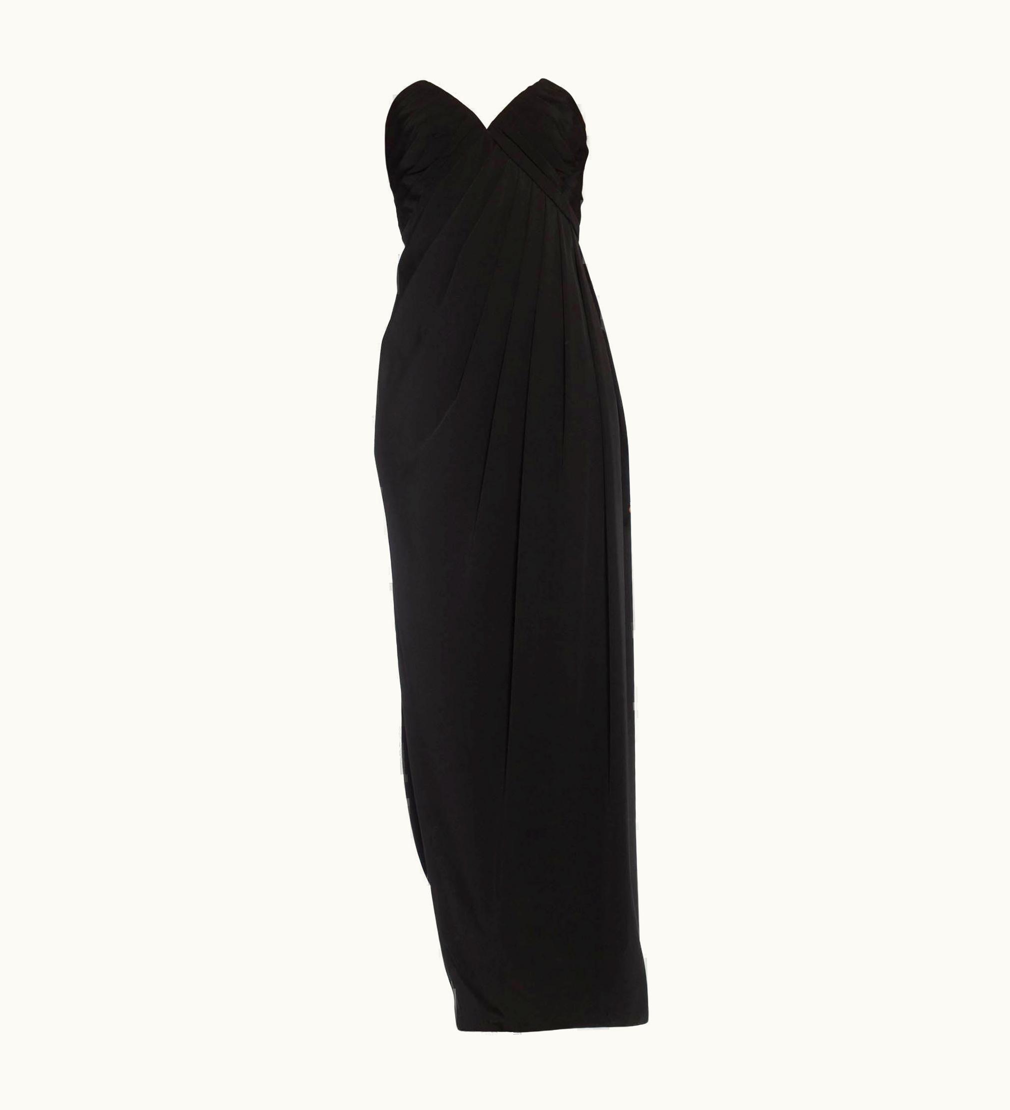 Givenchy 1980s Givenchy Black Haute Couture Silk Crepe Strapless Gown