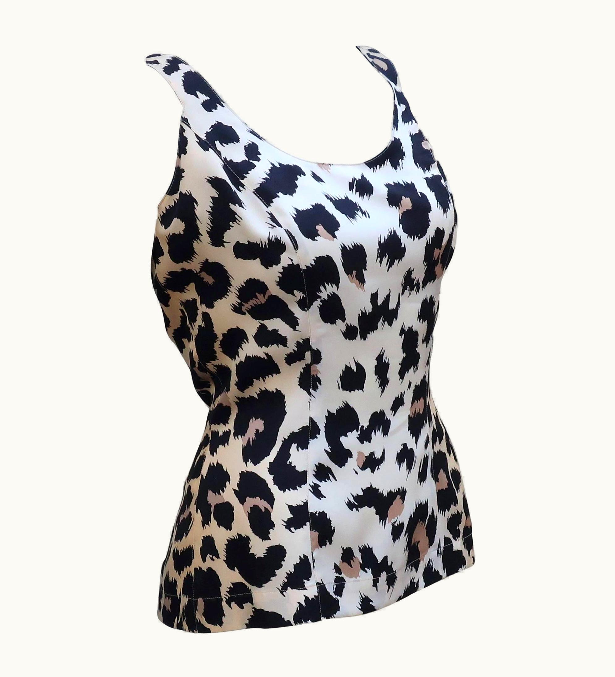 Mugler Thierry Mugler Silk Animal Leopard Print Top, C 1990