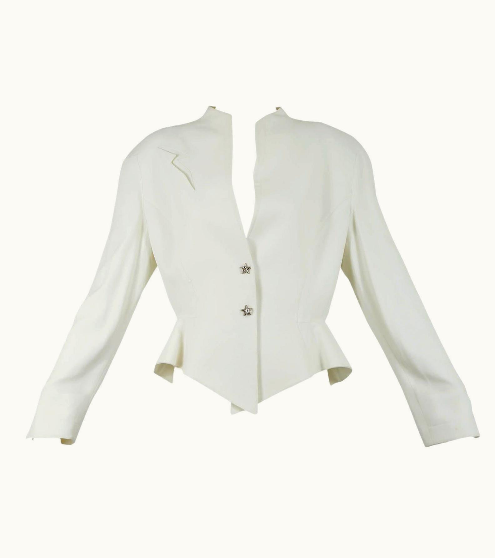 Mugler Thierry Mugler White Vintage Hourglass Logo Star Blazer 1990' Era
