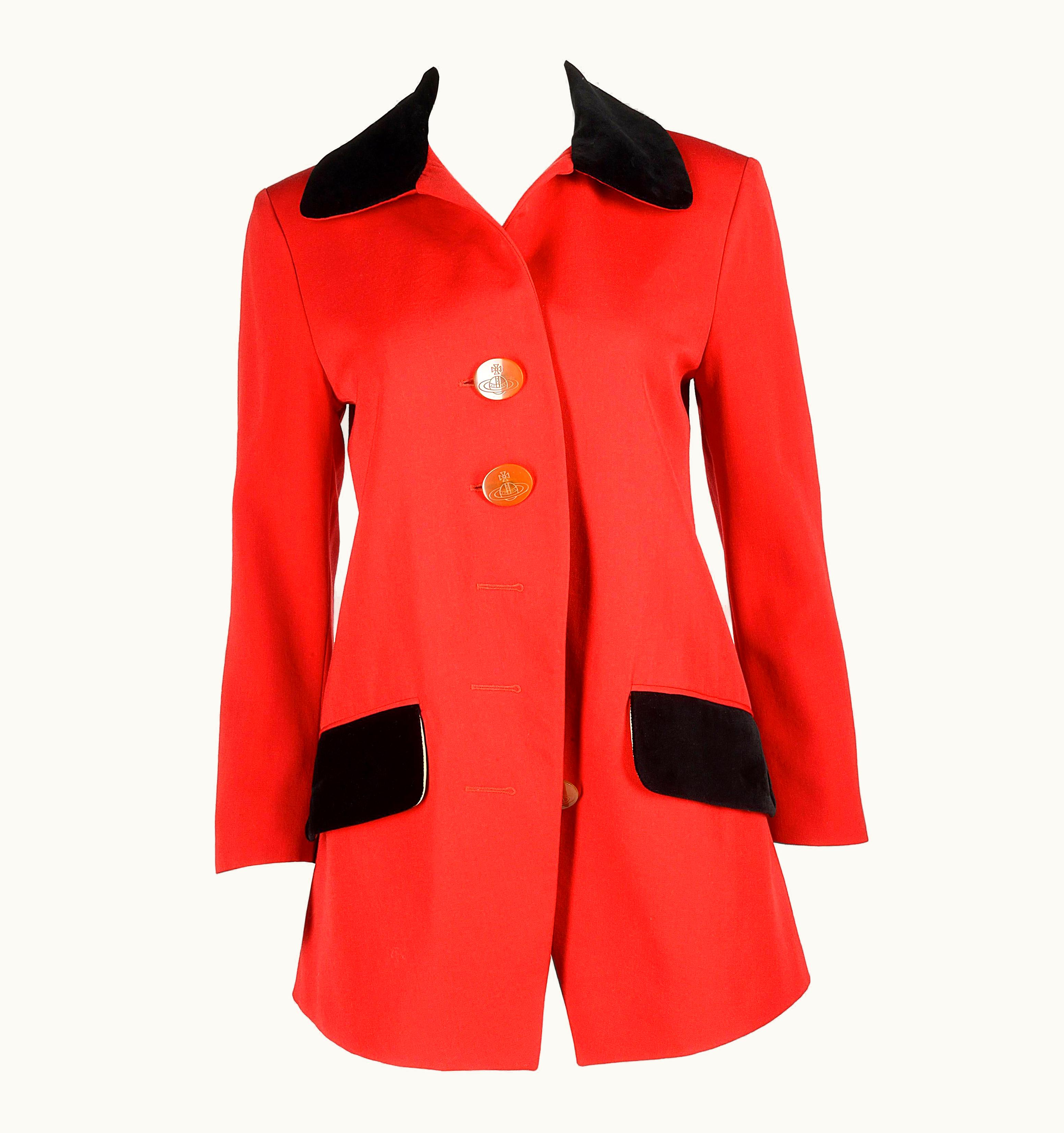Vivienne Westwood Vivienne Westwood Red Wool Jacket With Black Velvet Collar, AW 1990