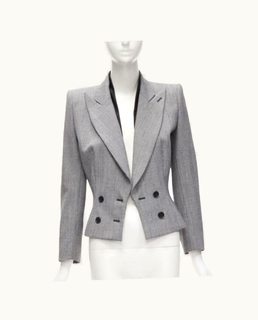 Alexander McQueen Alexander Mcqueen 1990 Vintage Grey Houndstooth Layer Collar Power Blazer