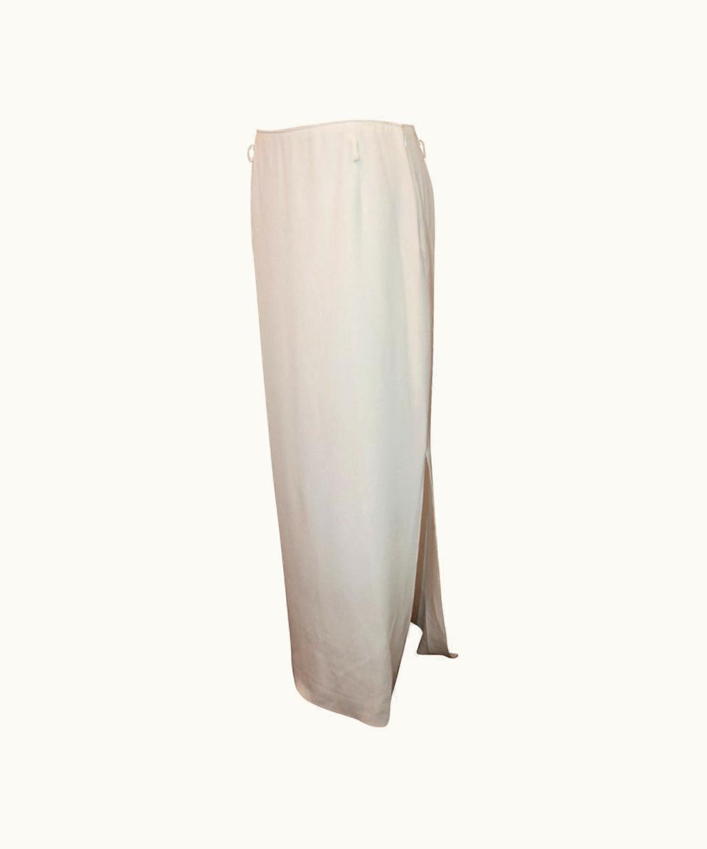 Oscar De La Renta Oscar De La Renta 1990' Ivory Silk Long Skirt With Side Slit