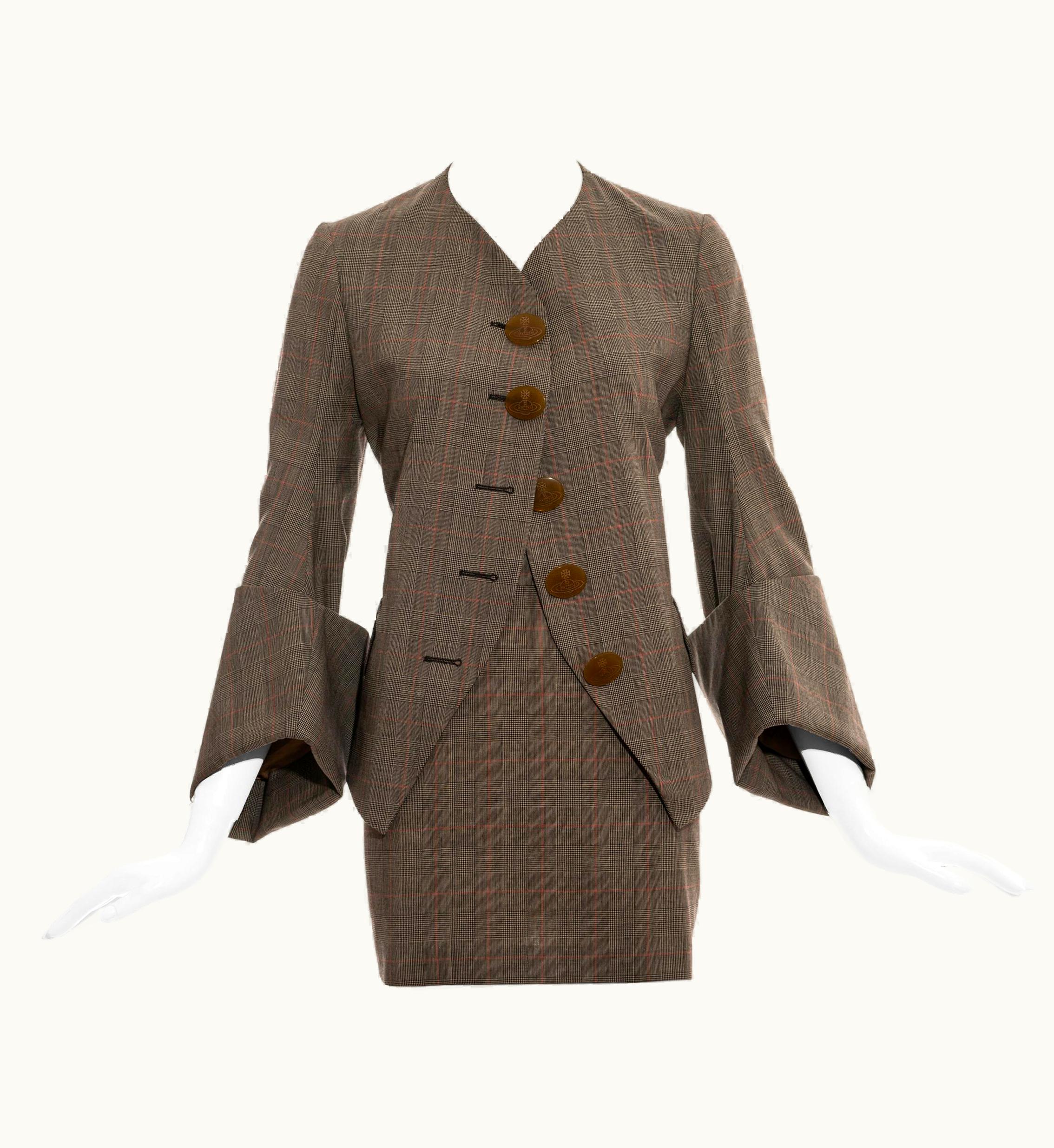 Vivienne Westwood Vivienne Westwood Grey Check Wool Skirt Suit, AW 1991