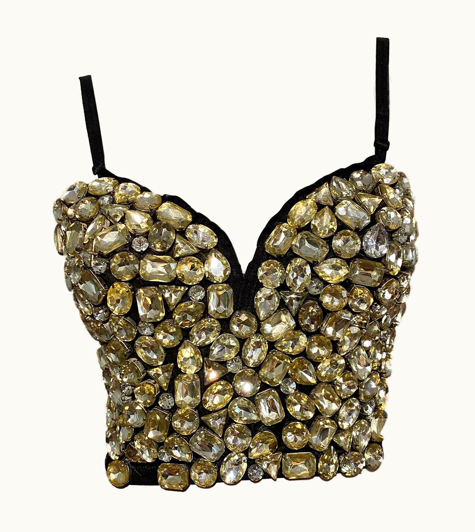Dolce & Gabbana Dolce & Gabbana AW 1991 Black Crop Bustier With Crystals