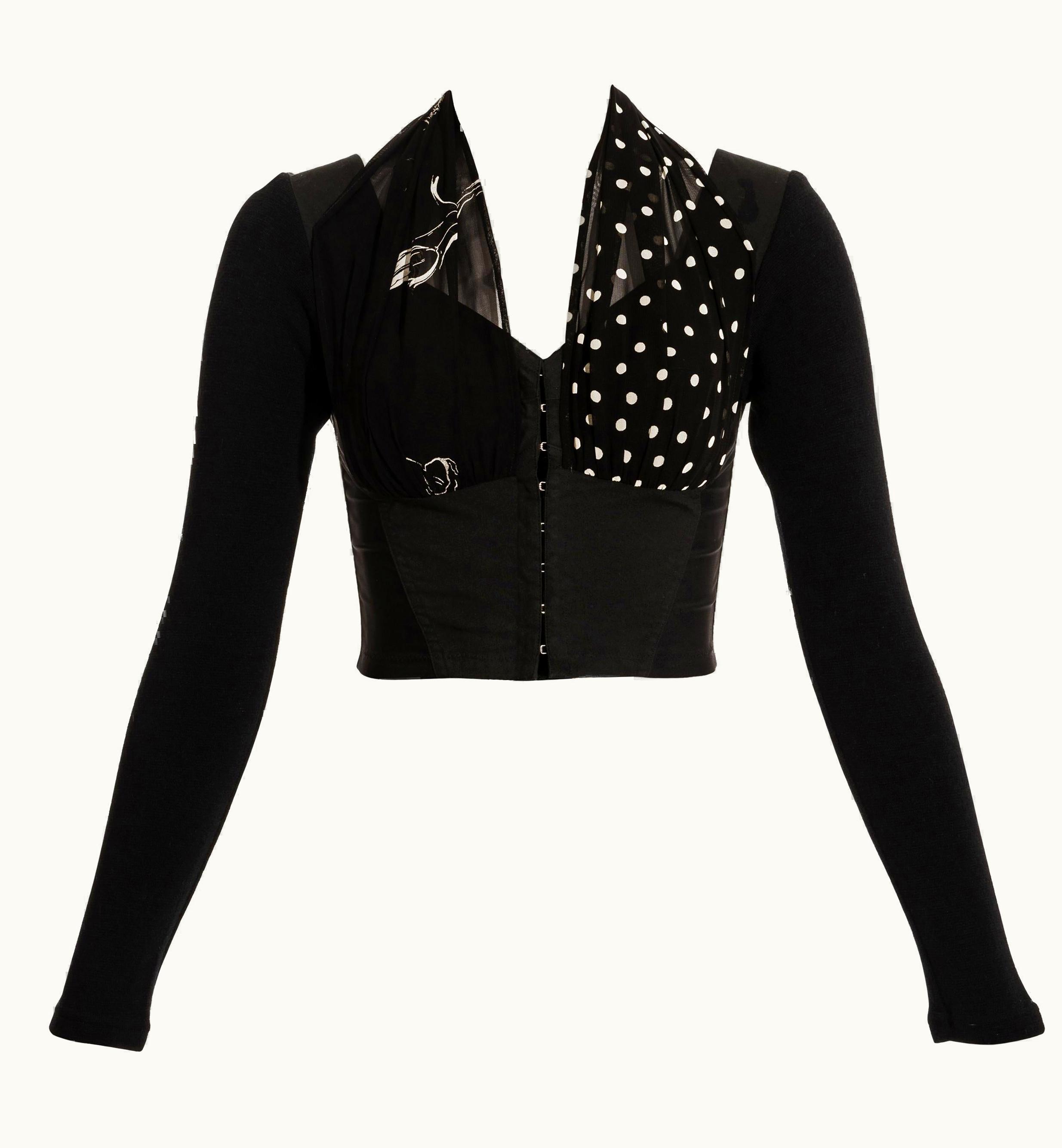 Dolce & Gabbana Dolce & Gabbana Black Corset Top With Silk Scarf Ties, S/S 1991