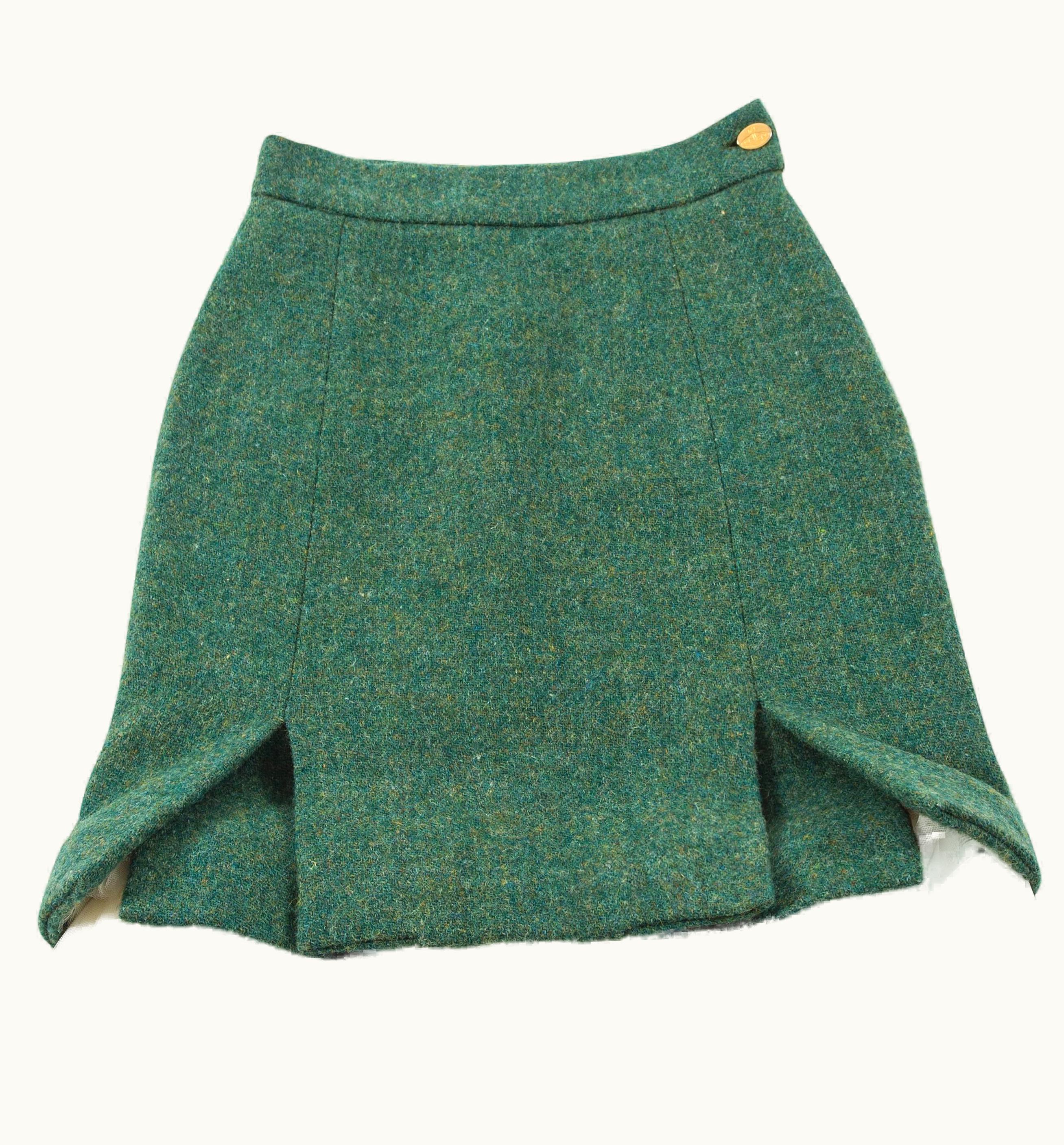 Vivienne Westwood Vivienne Westwood Autumn-Winter 1991 Green Tweed Skirt With A Crinoline