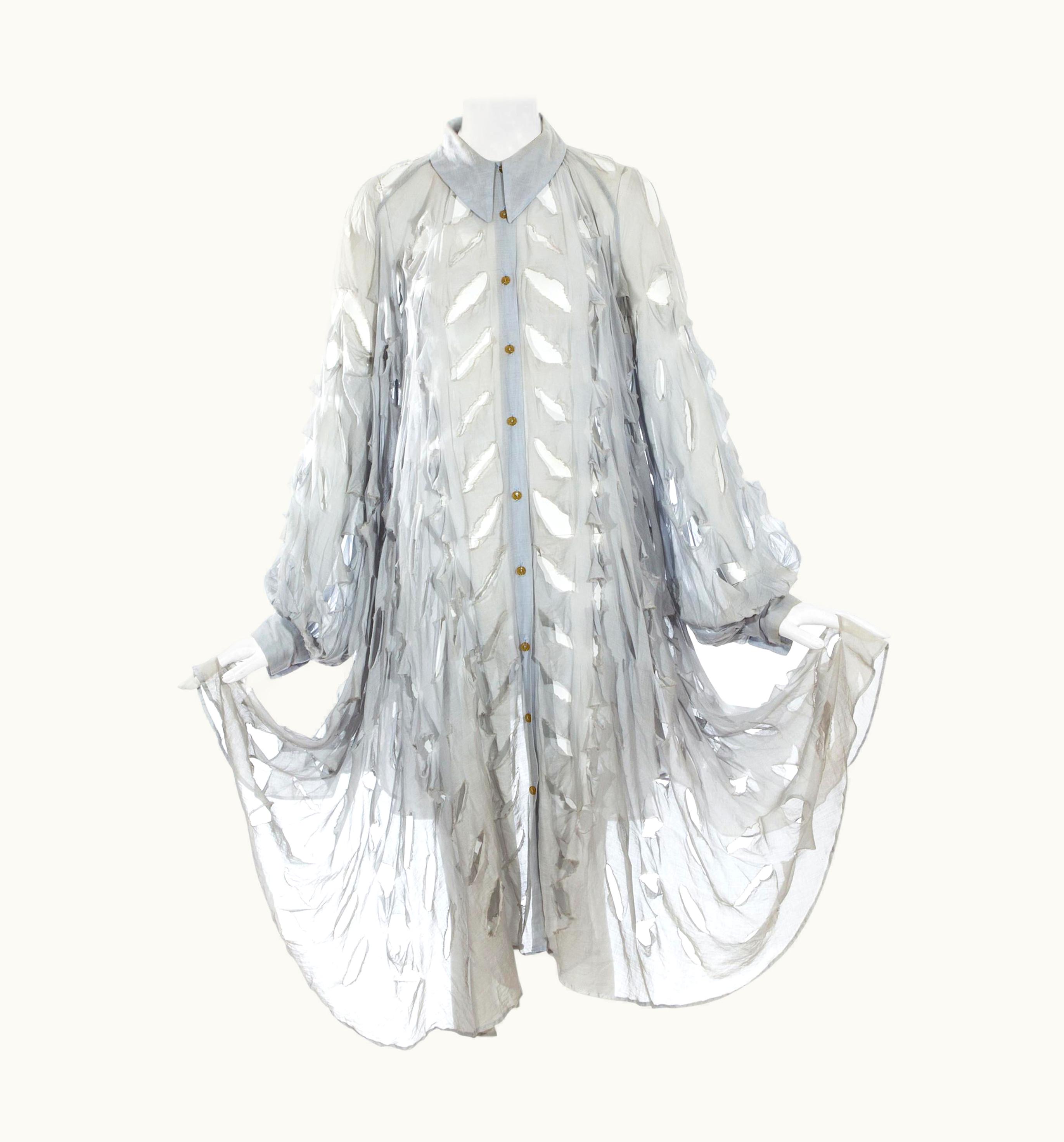 Vivienne Westwood Vivienne Westwood 'Cut, Slash & Pull' Blue Voile Oversized Shirt Dress, S/S 1991