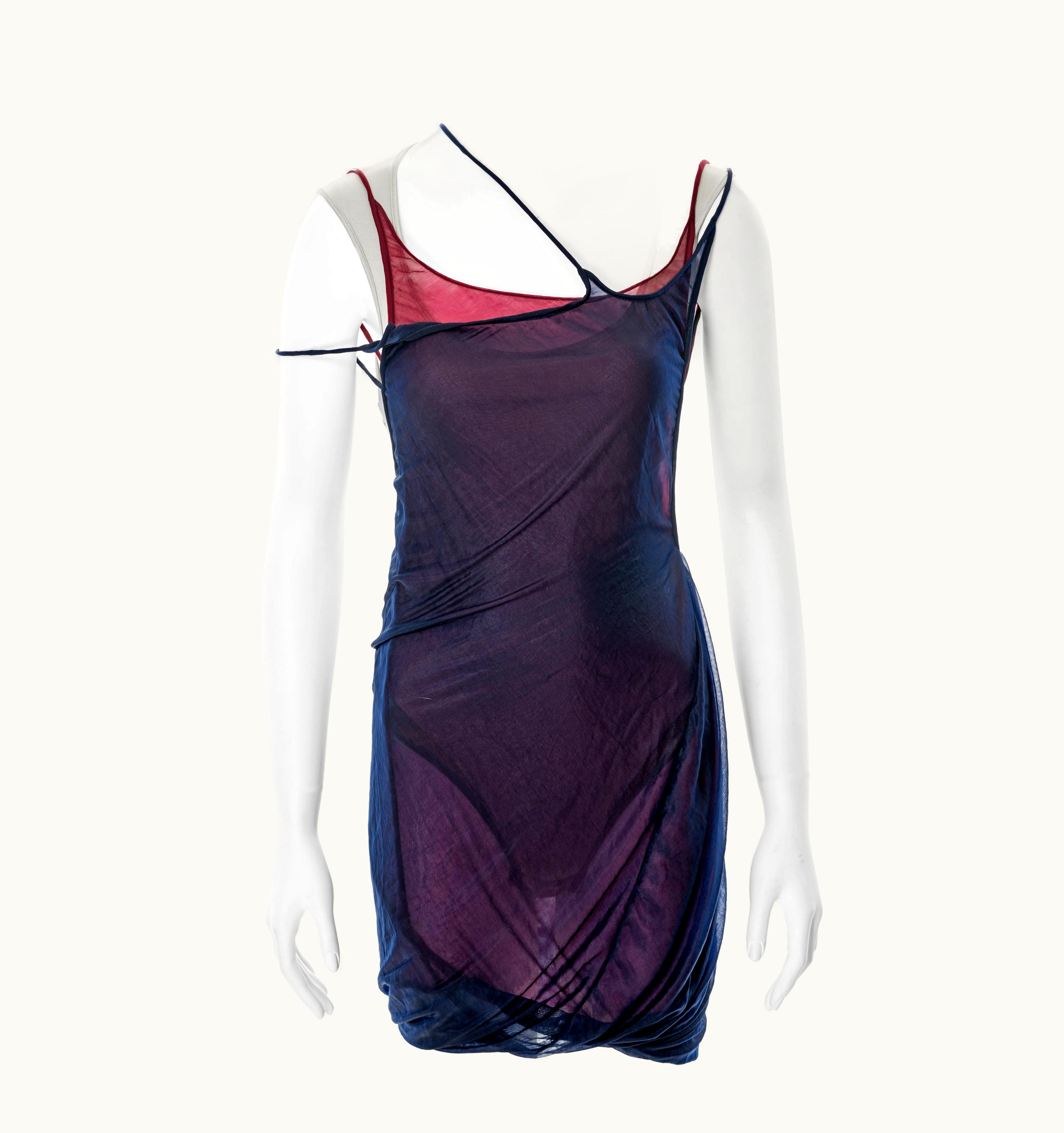 John Galliano John Galliano Tri-colour Multi-layered Slip Dress And Bodysuit, S/S 1991