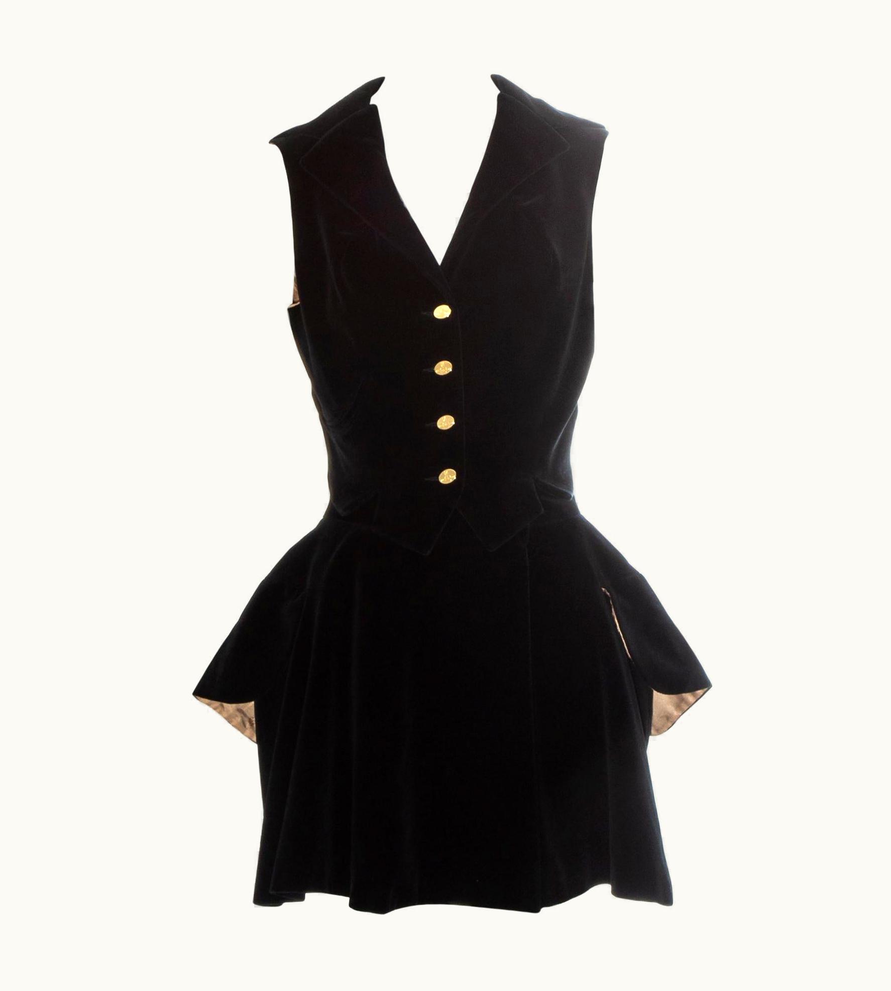 Vivienne Westwood Vivienne Westwood Black Velvet Waistcoat And Peplum Skirt, AW 1992
