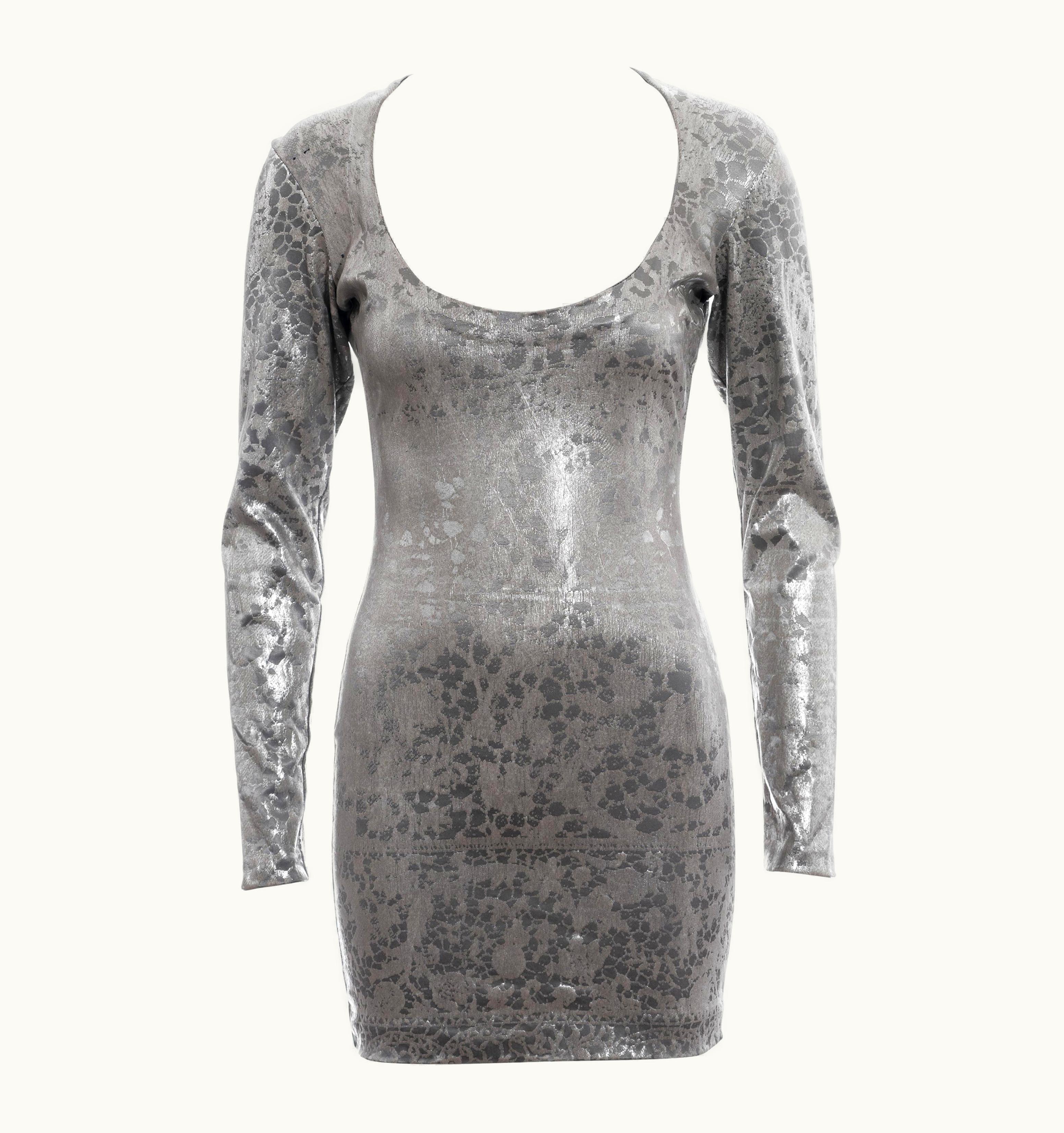 Vivienne Westwood Vivienne Westwood Metallic Silver Figure Hugging Mini Dress, AW 1992