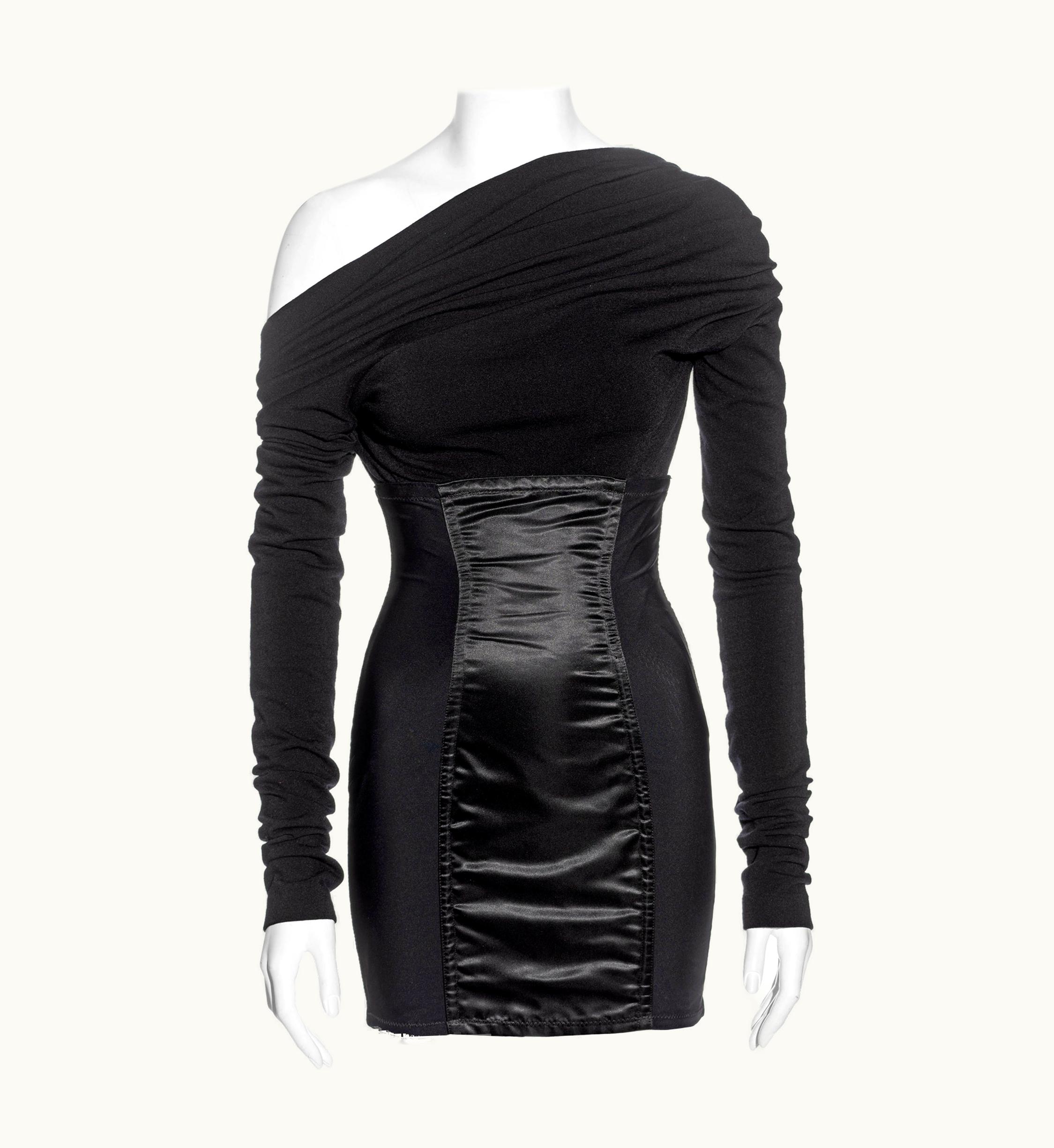 Dolce & Gabbana Dolce & Gabbana Black Spandex Long Sleeve Mini Dress, S/S 1992