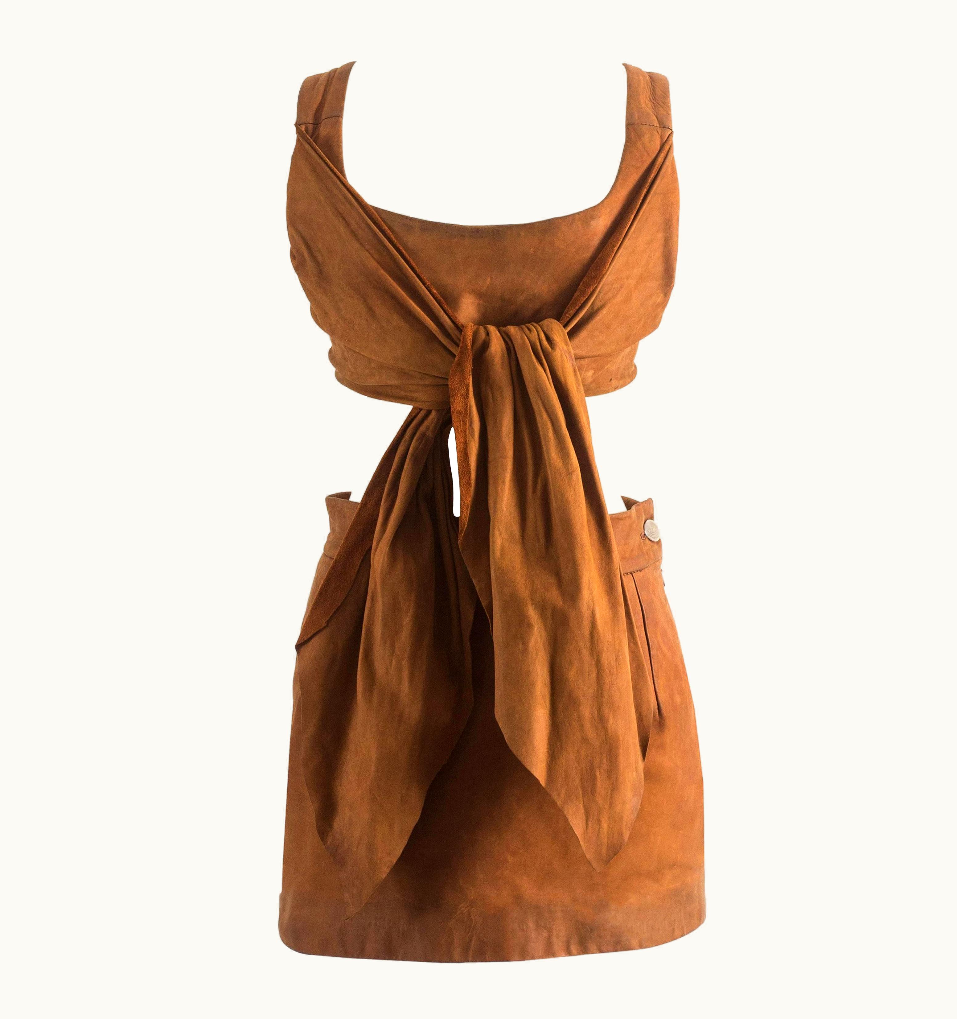 Vivienne Westwood Vivienne Westwood Spring-Summer 1992 Brown Leather Corset And Mini Skirt
