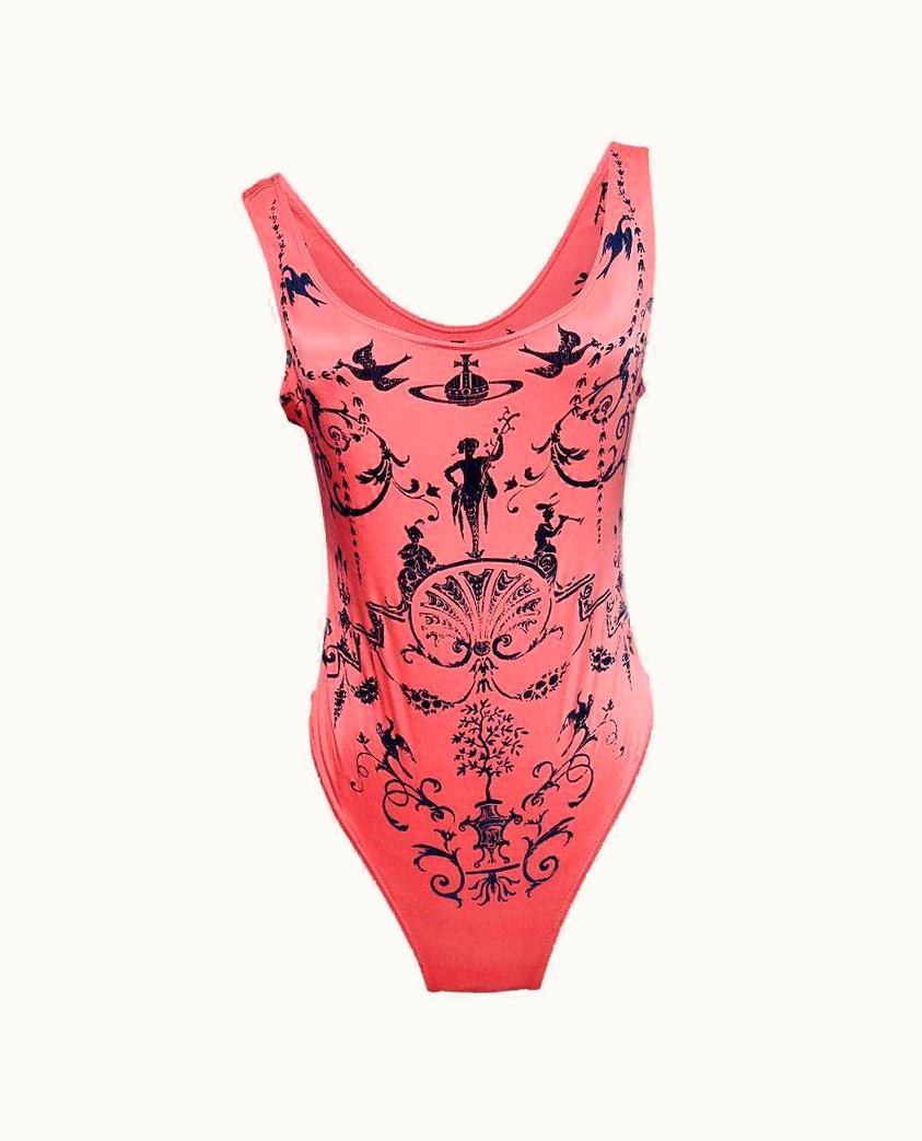 Vivienne Westwood S/S 1992 Vivienne Westwood Pink Boulle Print Voided Velvet Bodysuit