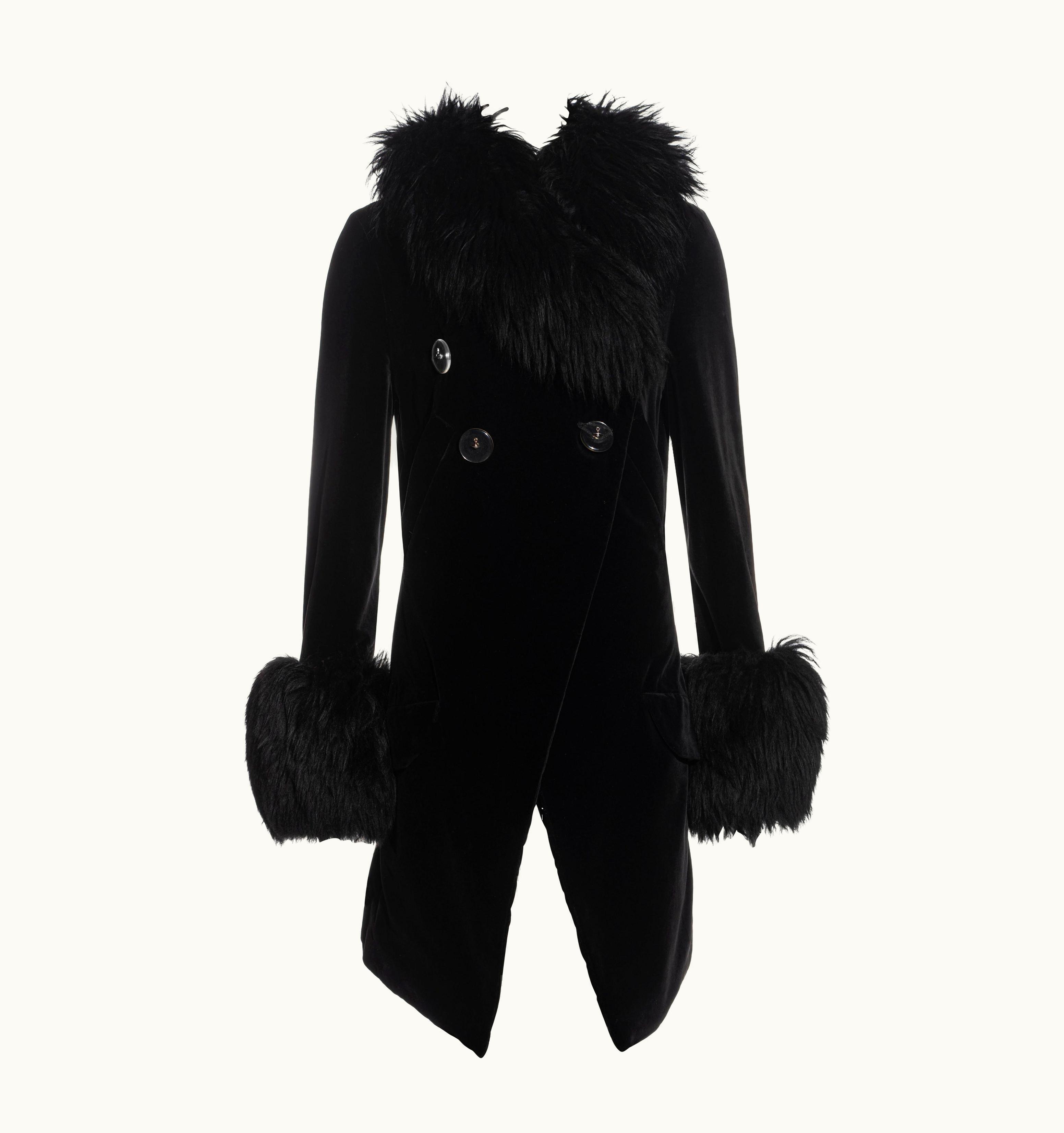 Vivienne Westwood Vivienne Westwood Black Velvet And Sheepskin Double Breasted Coat, AW 1992