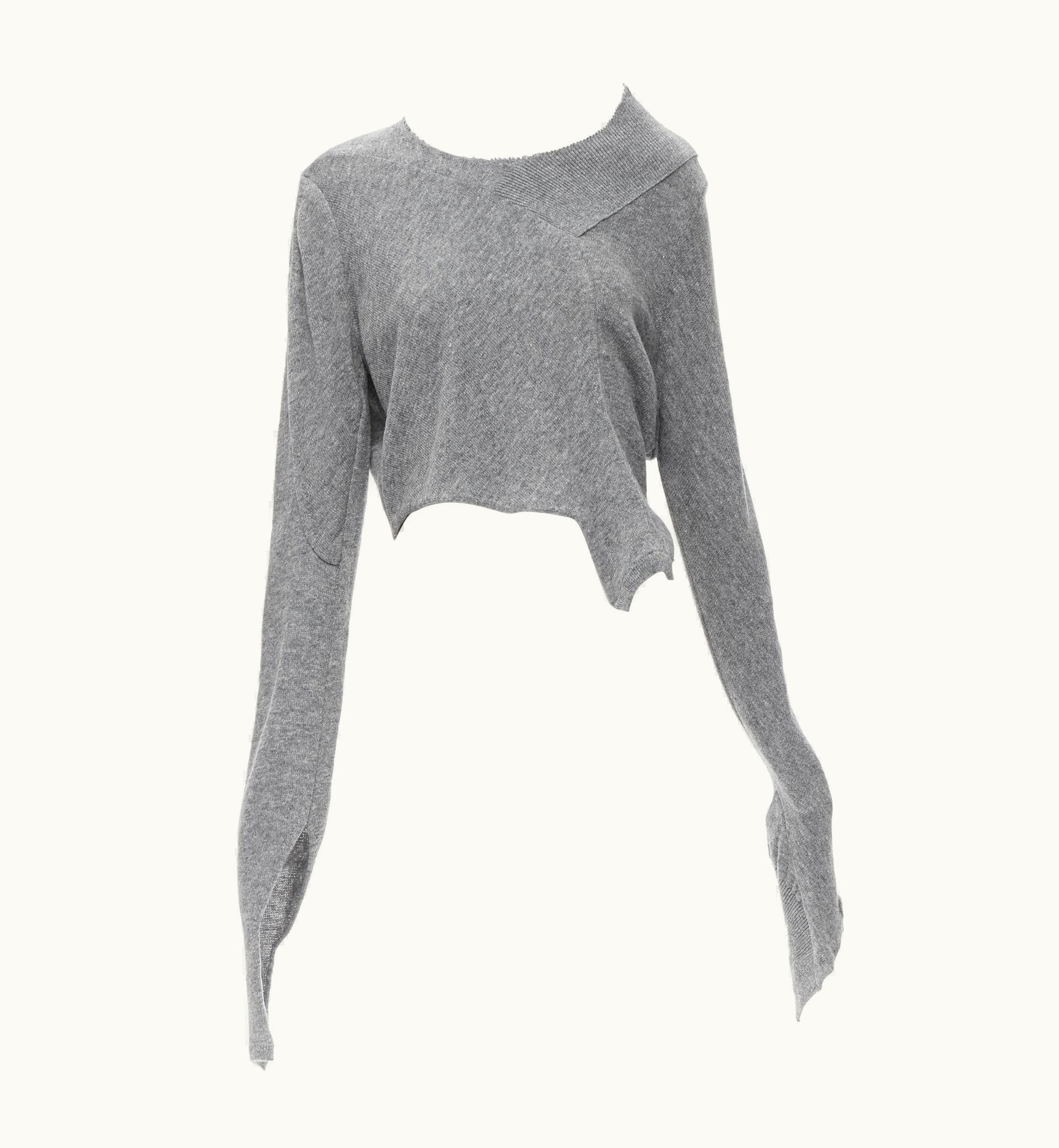 Junya Watanabe Vintage Junya Watanabe 1992 Grey Wool Deconstructed Extra Long Sleeve Sweater