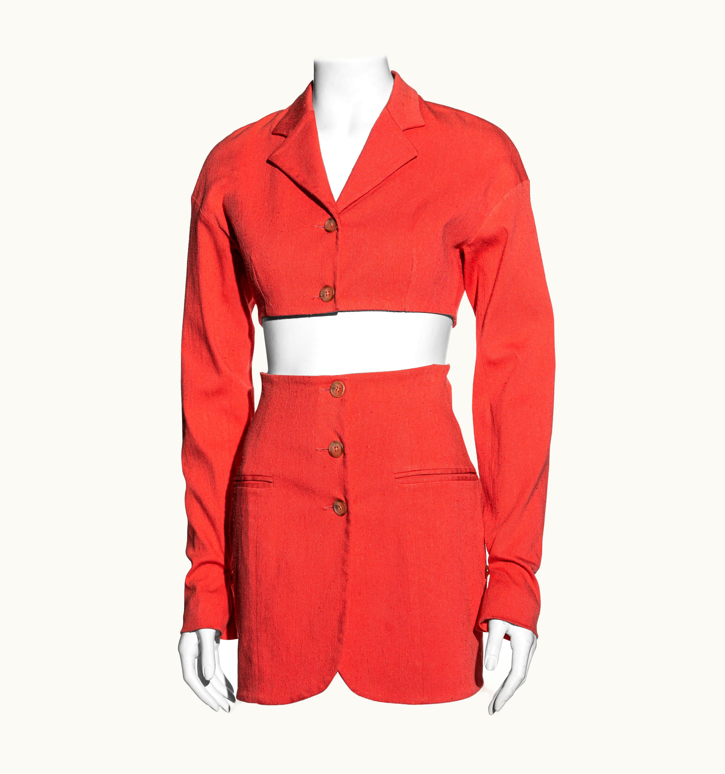 Dolce & Gabbana Dolce & Gabbana Coral Cropped Jacket And Mini Skirt Suit, S/S 1992