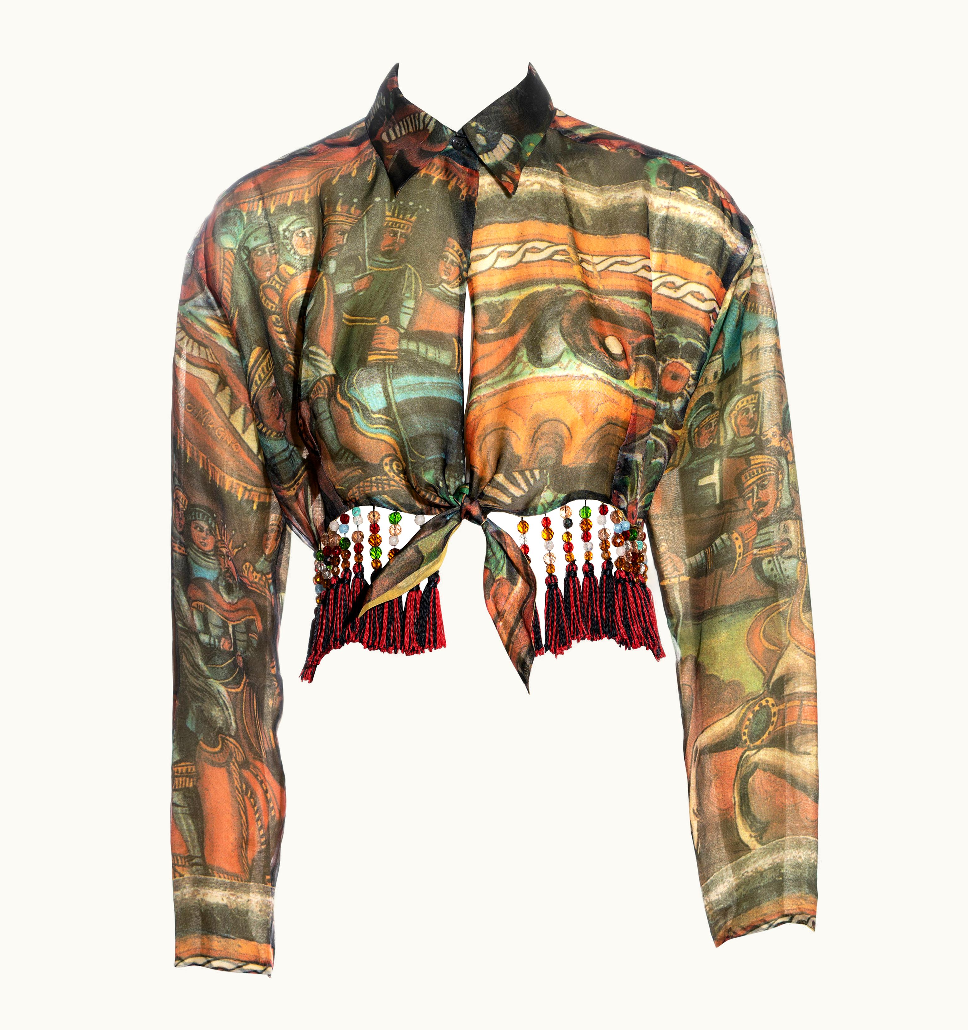 Dolce & Gabbana Dolce & Gabbana Silk Organza Blouse With Beaded Tassel Trim, S/S 1992