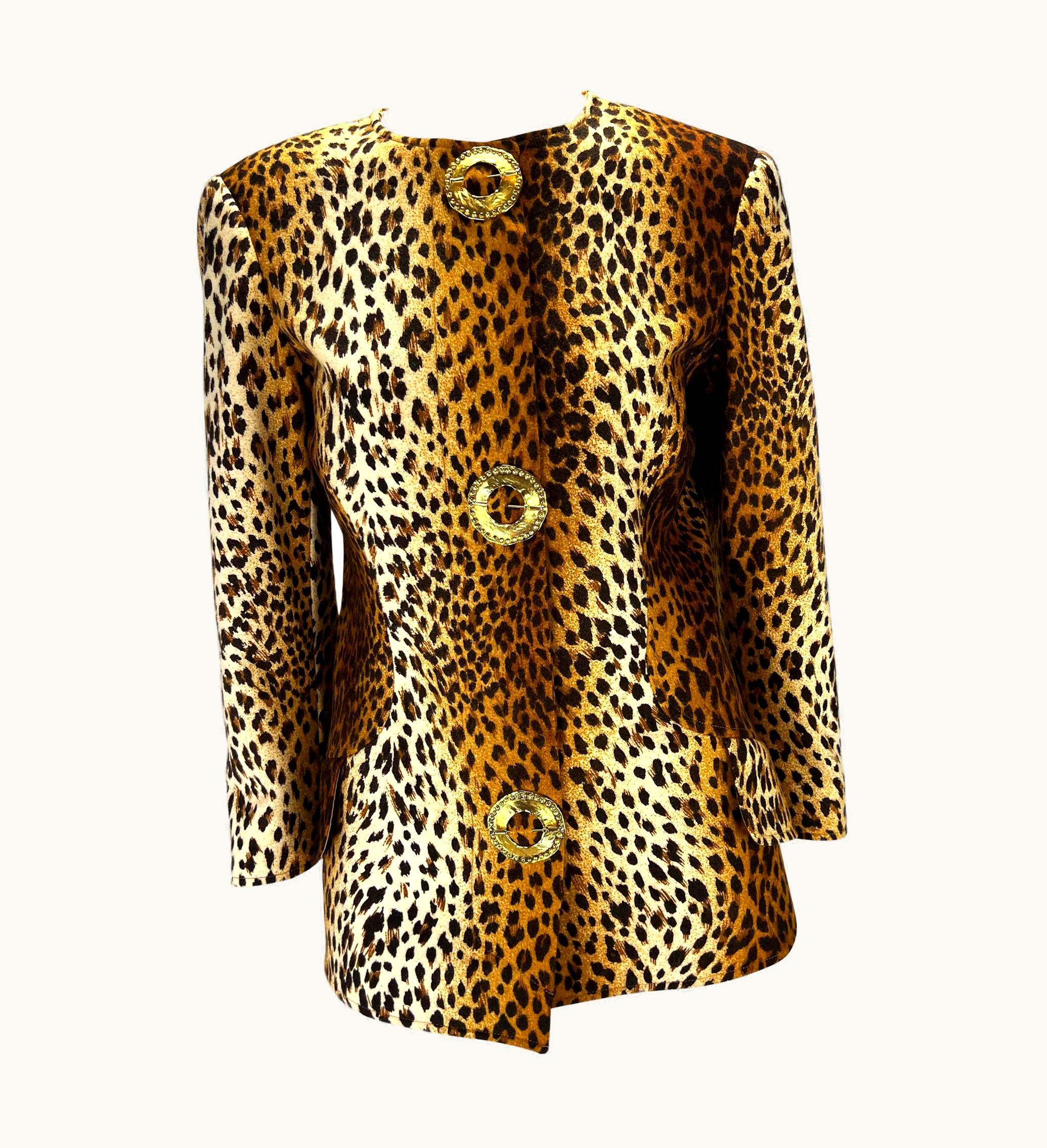 Valentino AW 1992 Valentino Garavani Runway Felt Cheetah Print Brooch Appliqué Jacket