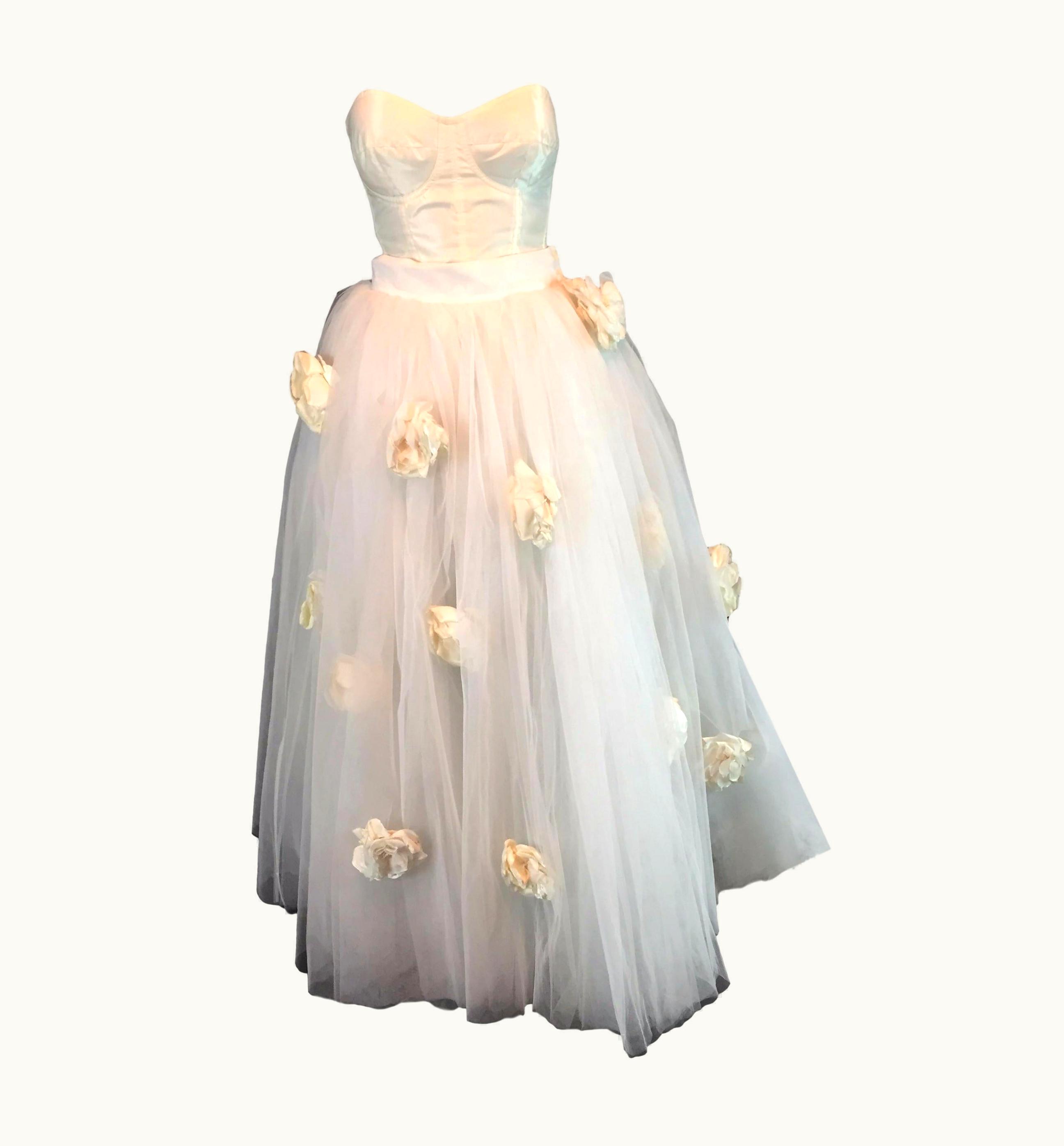 Dolce & Gabbana S/S 1992 Dolce & Gabbana Bridal Wedding Gown Bustier Tulle Skirt Shrug Set