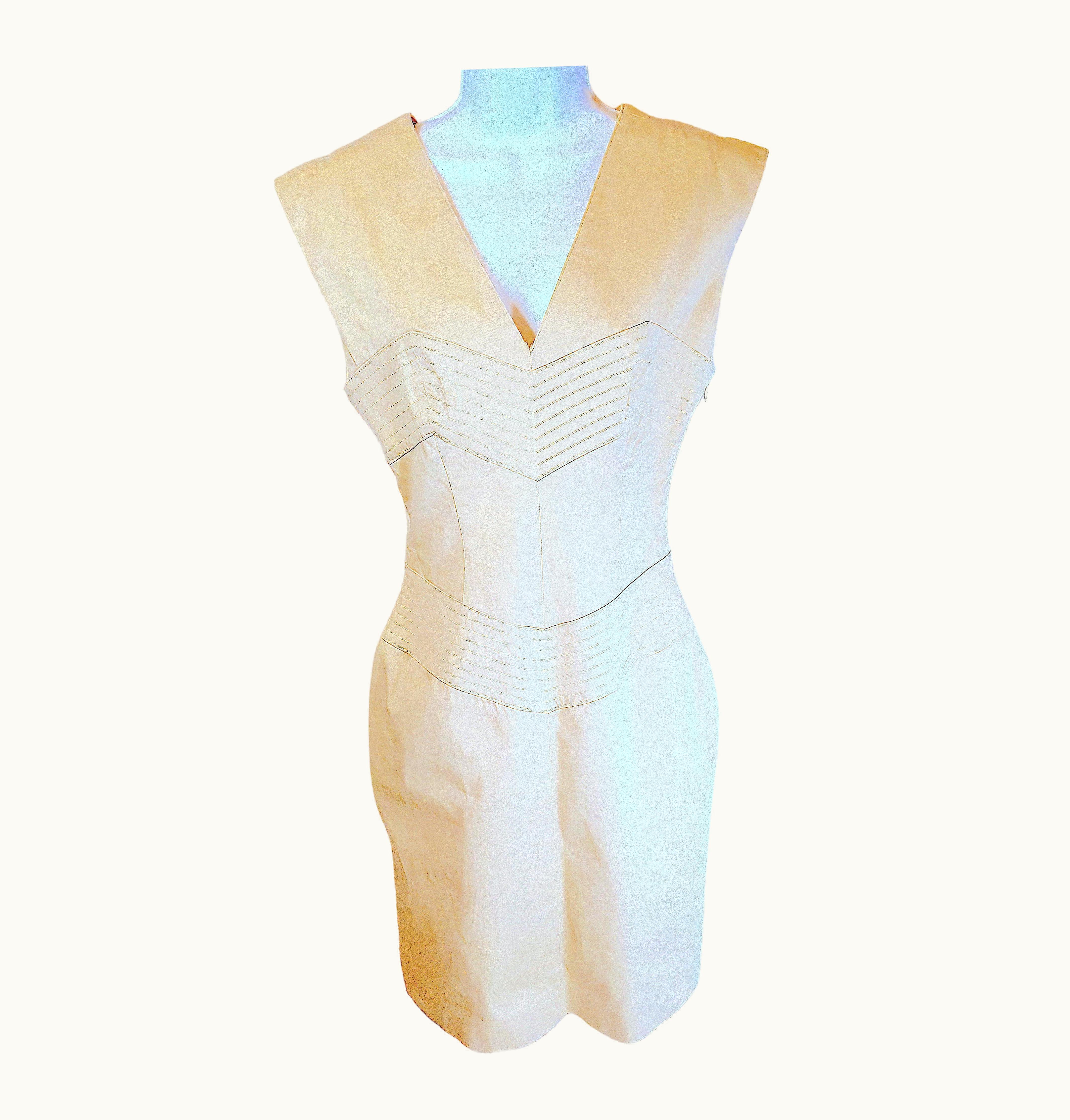 Mugler Thierry Mugler Couture Corset Style Glamazon Silk & Cotton Power Dress S/S 1990s