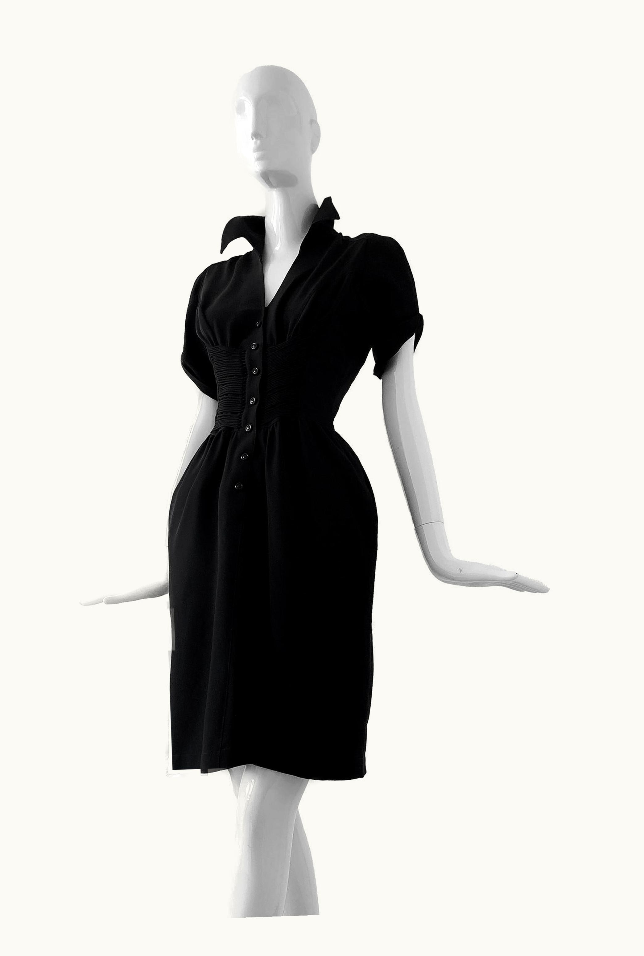 Mugler Thierry Mugler Dress S/S 1993 Sculptural Silhouette Black Vintage Gown