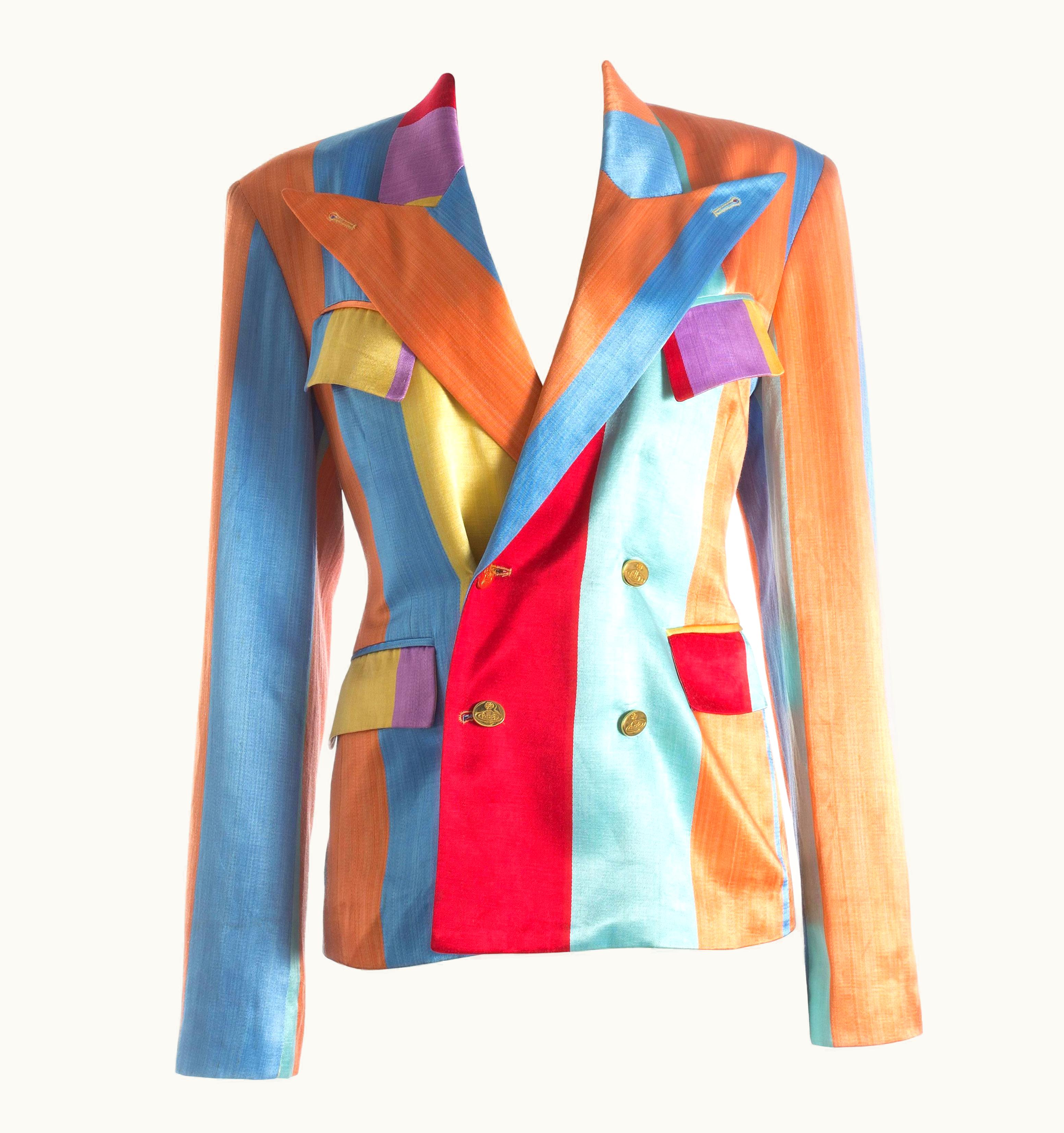 Vivienne Westwood Vivienne Westwood Unisex Multicoloured Striped Satin Evening Jacket S/S 1993
