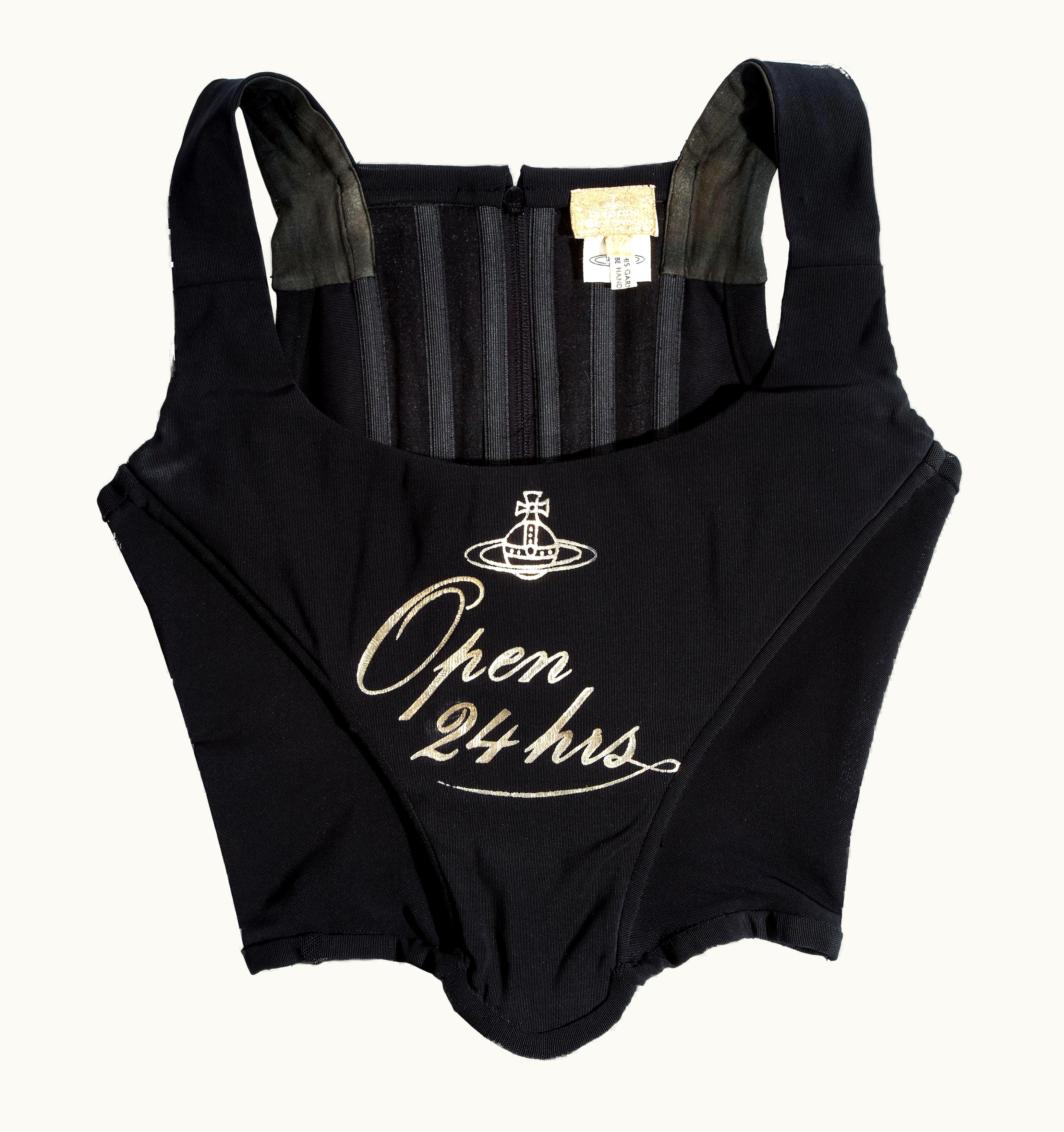 Vivienne Westwood Vivienne Westwood Black And Gold Mesh 'Open 24hrs' Corset, AW 1993