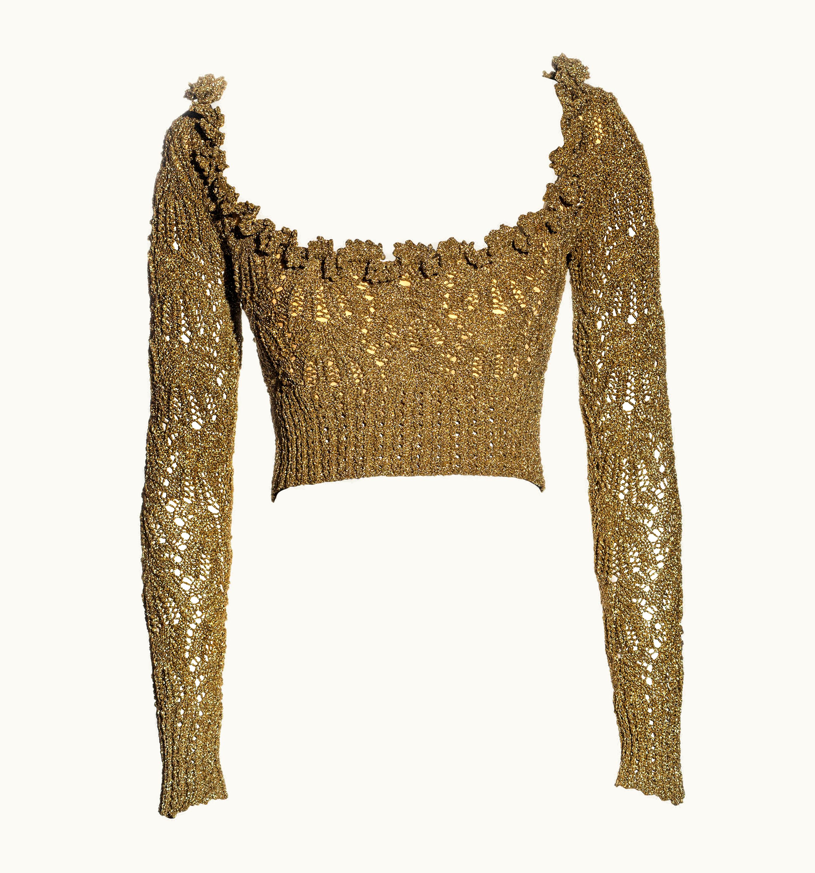 Vivienne Westwood Vivienne Westwood Gold Crochet Lurex Long-sleeve Cropped Corset, AW 1993