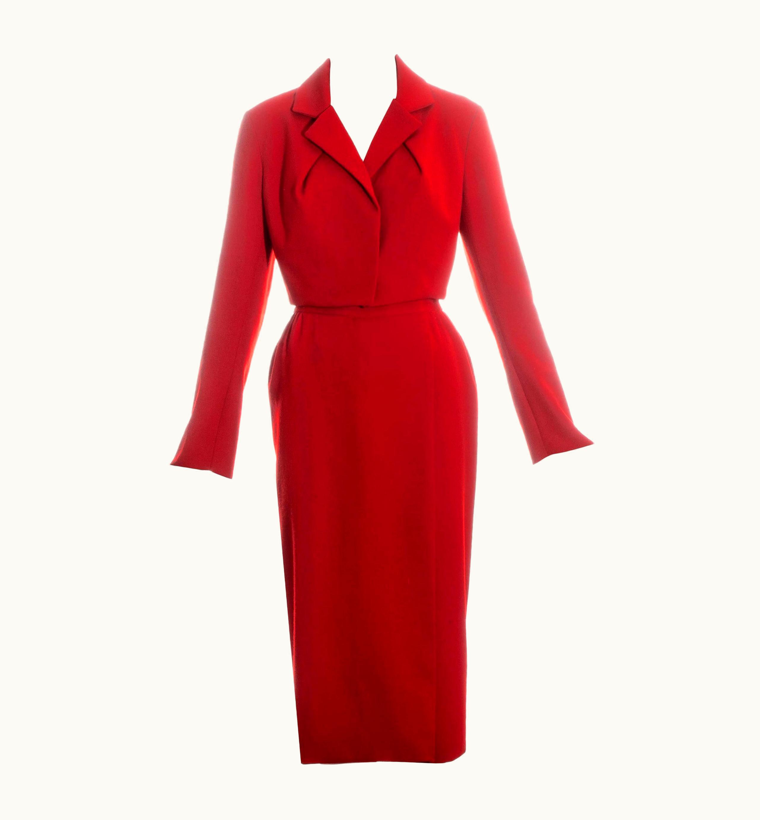 Vivienne Westwood Vivienne Westwood Red Wool Cropped Jacket And Pencil Skirt Suit, AW 1993