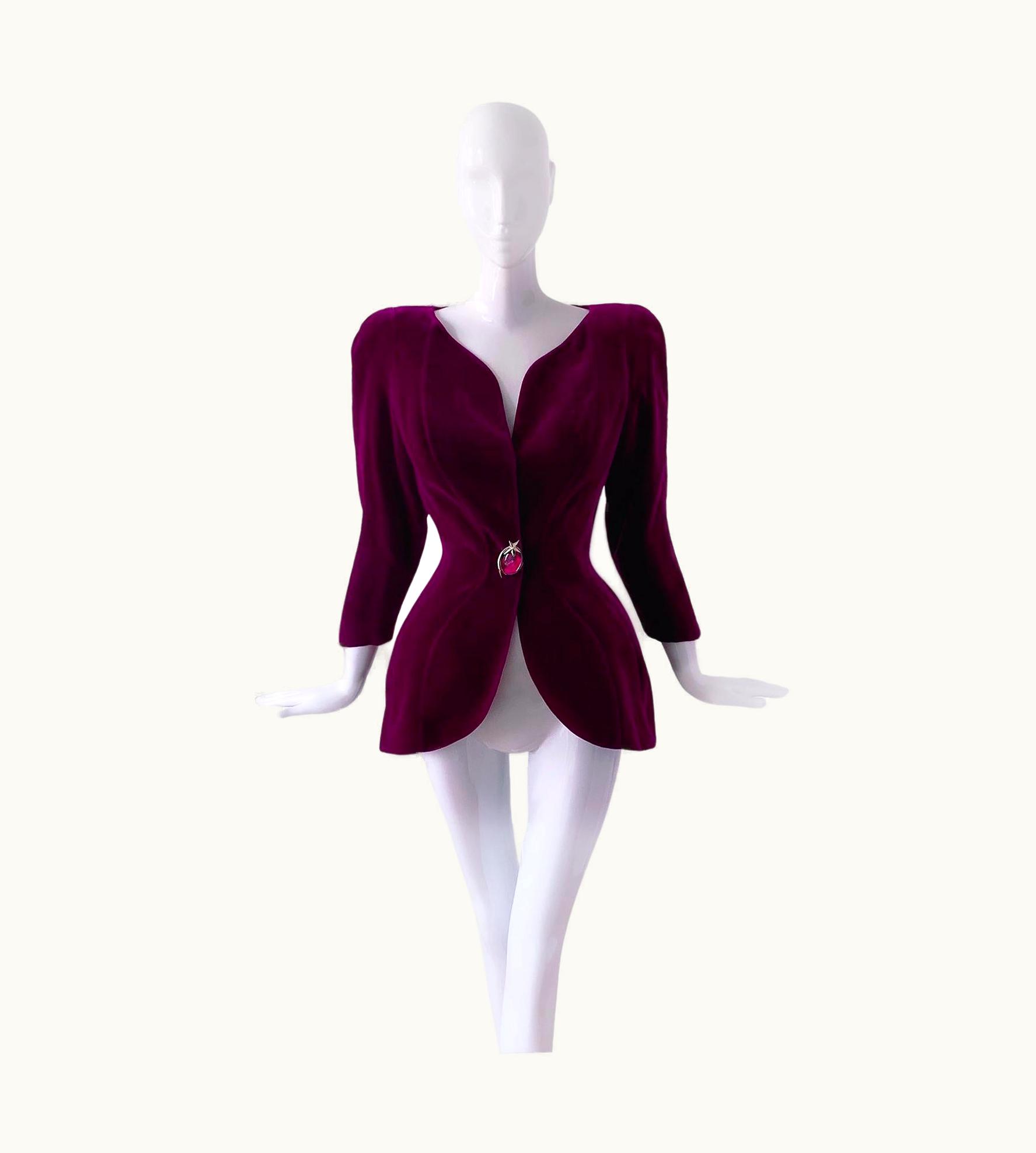 Mugler Sensational Thierry Mugler Blazer Jacket Extremely Rare Jewelry Crystal Velvet