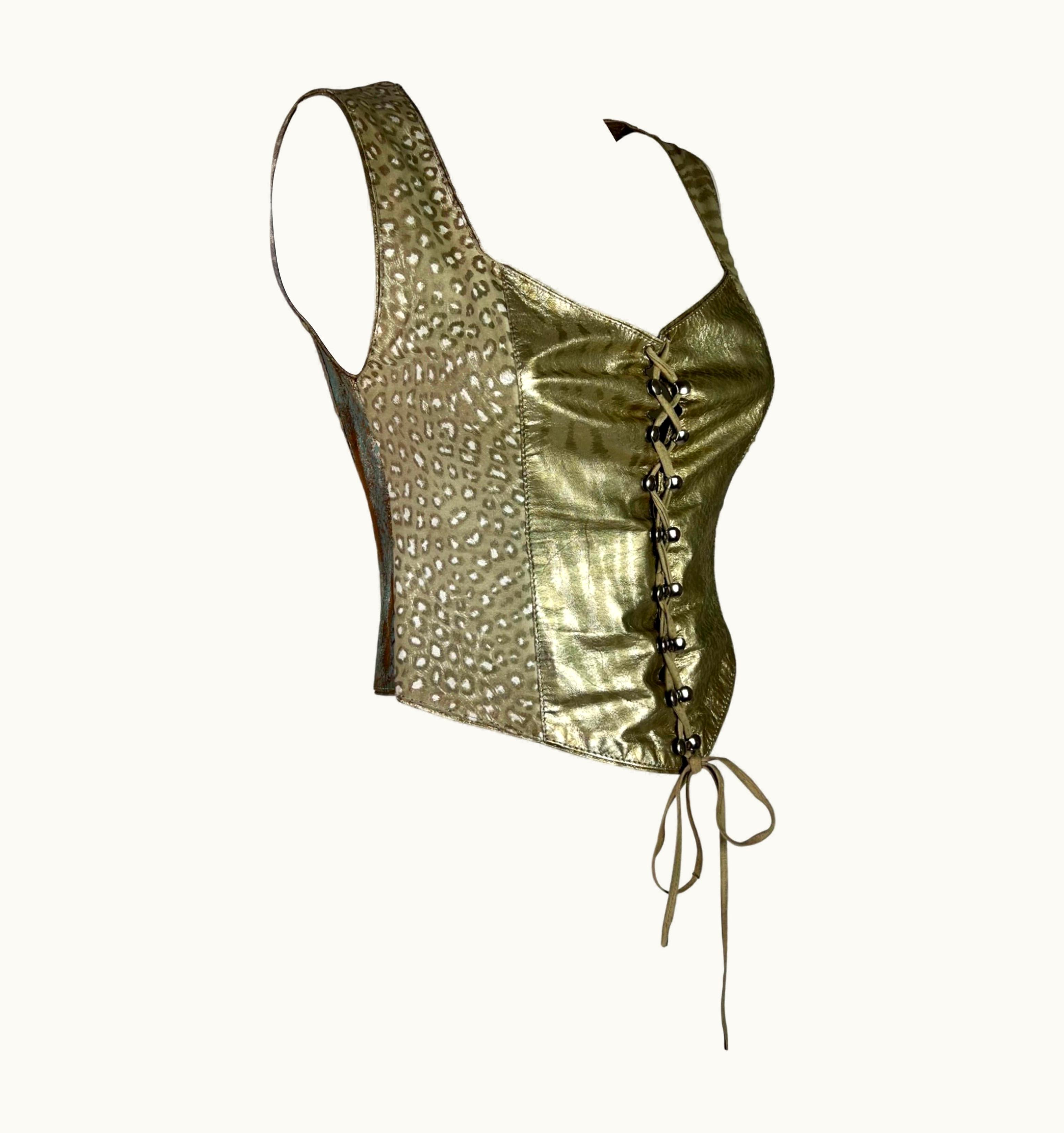 Roberto Cavalli AW 1994 Roberto Cavalli Leather Patchwork Top