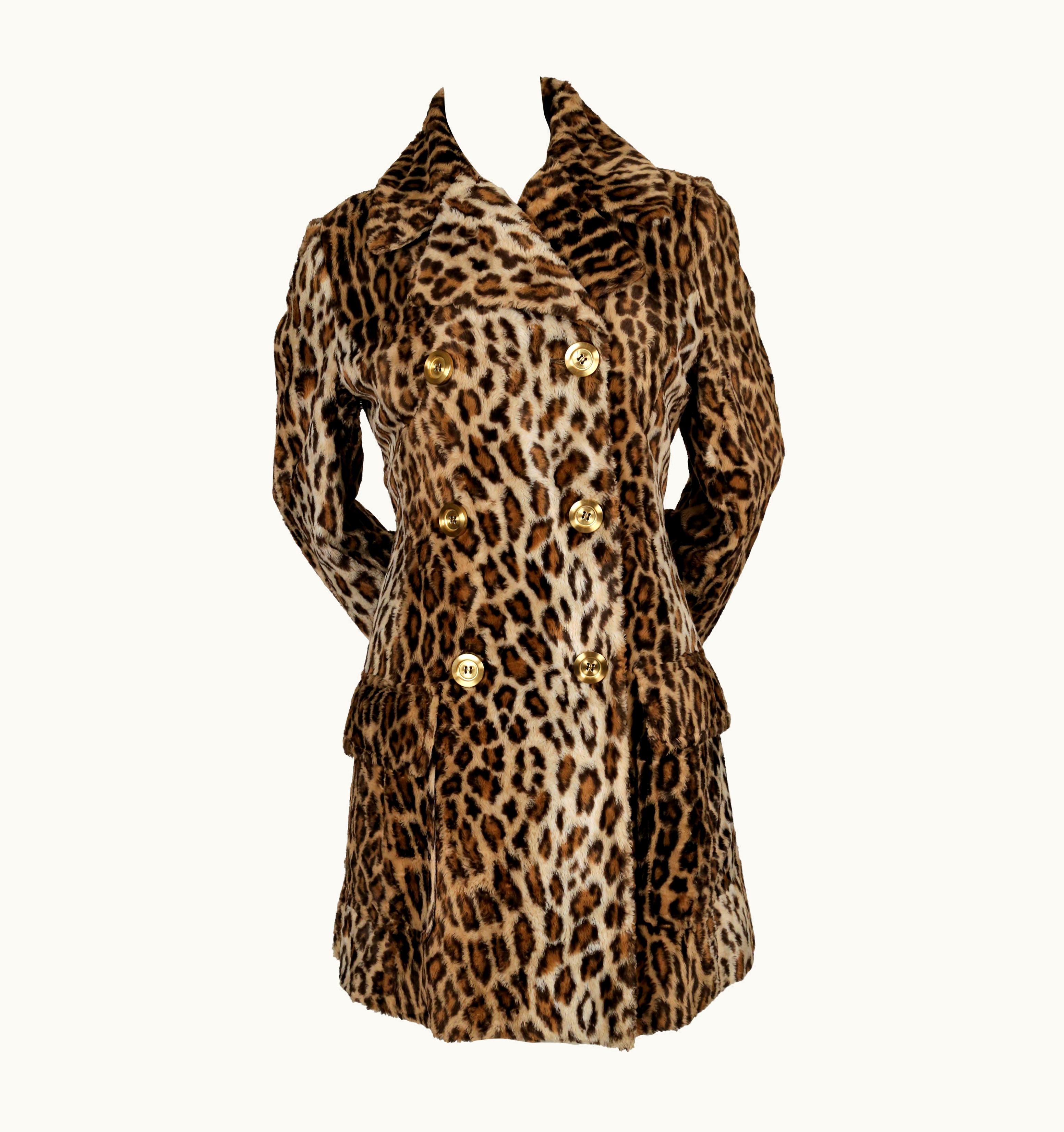 Dolce & Gabbana 1994 Dolce & Gabbana Faux Leopard Fur Runway Coat