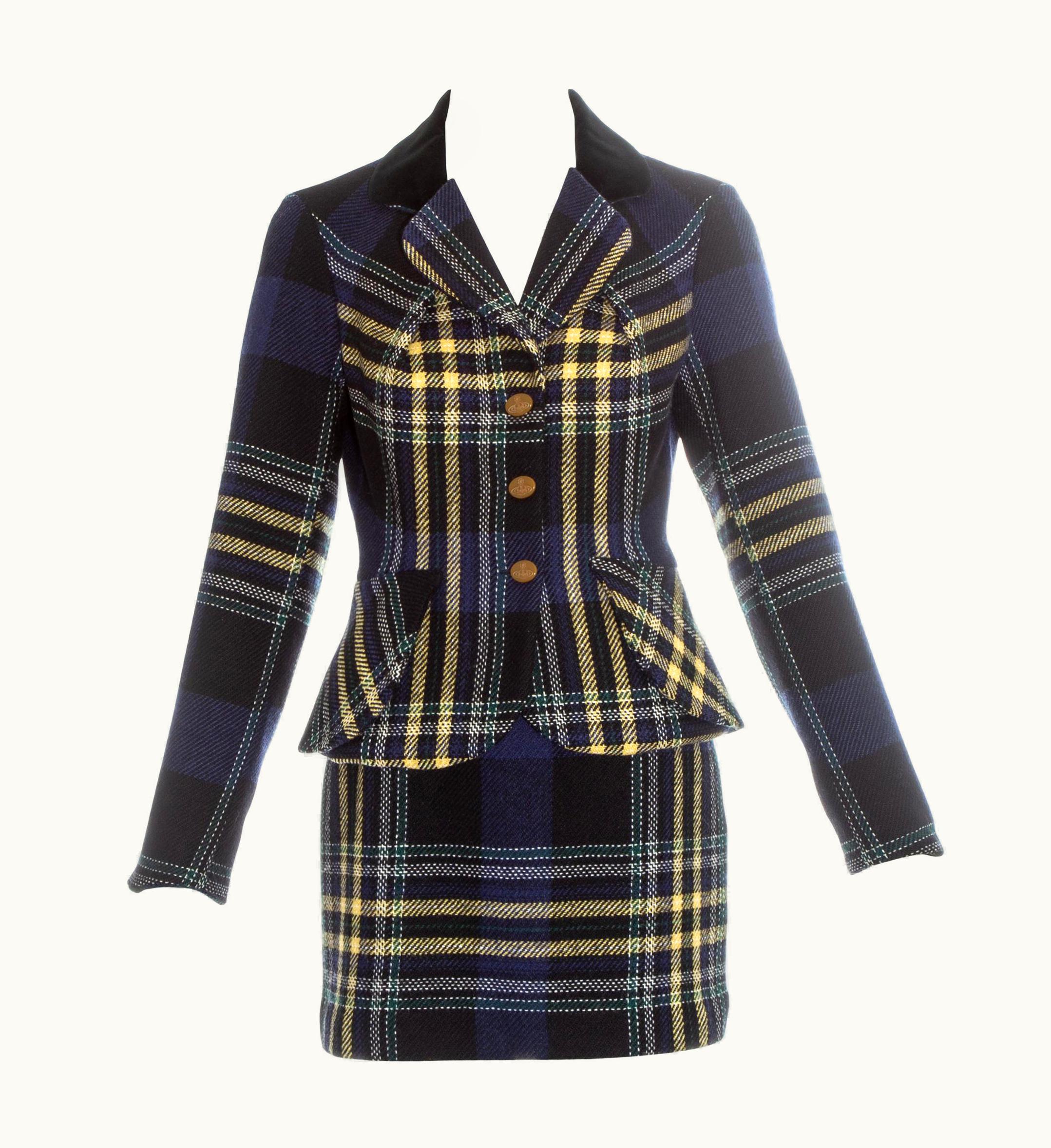 Vivienne Westwood Vivienne Westwood Blue Checked Wool Skirt Suit, AW 1994