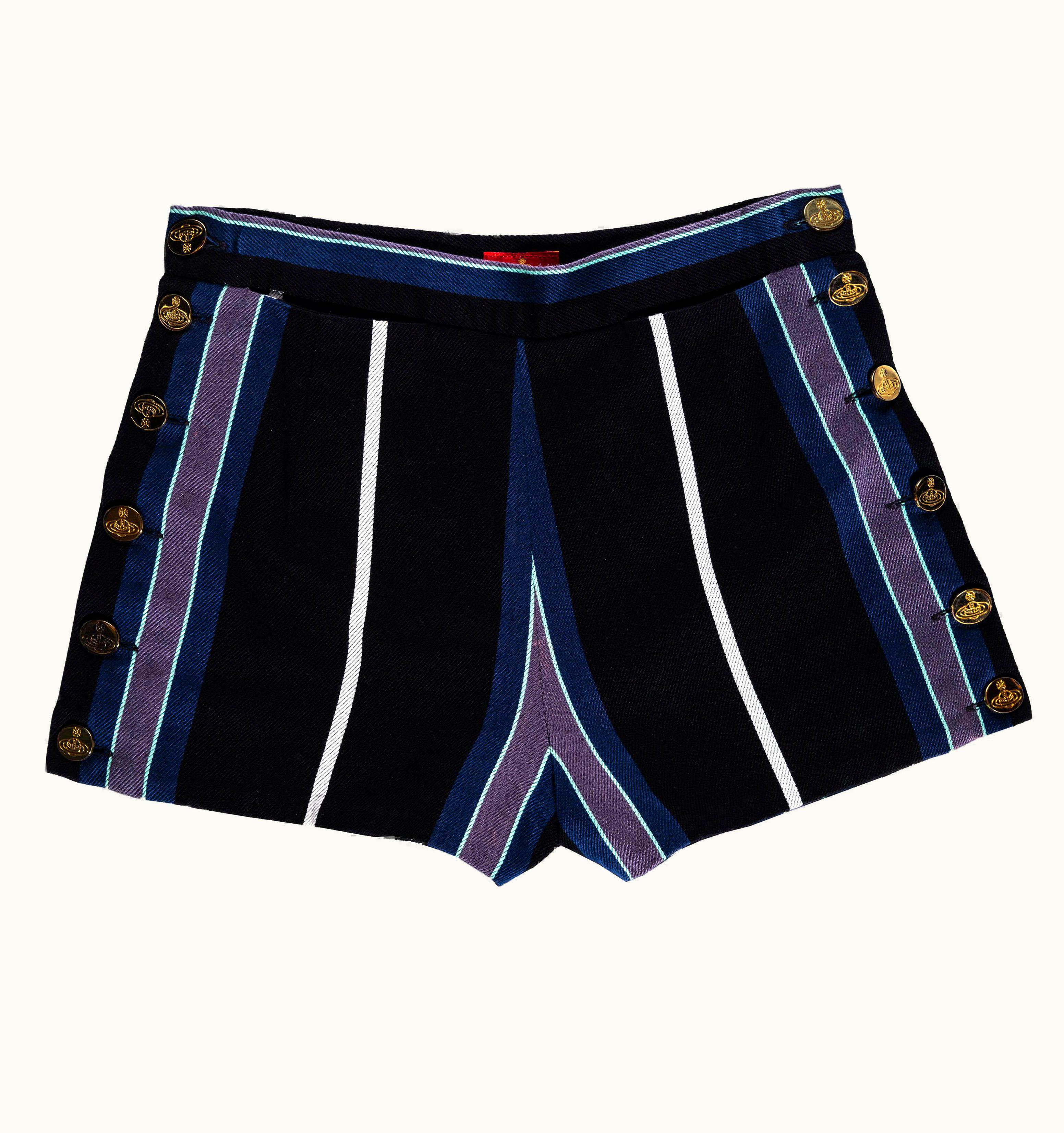 Vivienne Westwood Vivienne Westwood Navy Wool Striped Hot Pants, S/S 1994
