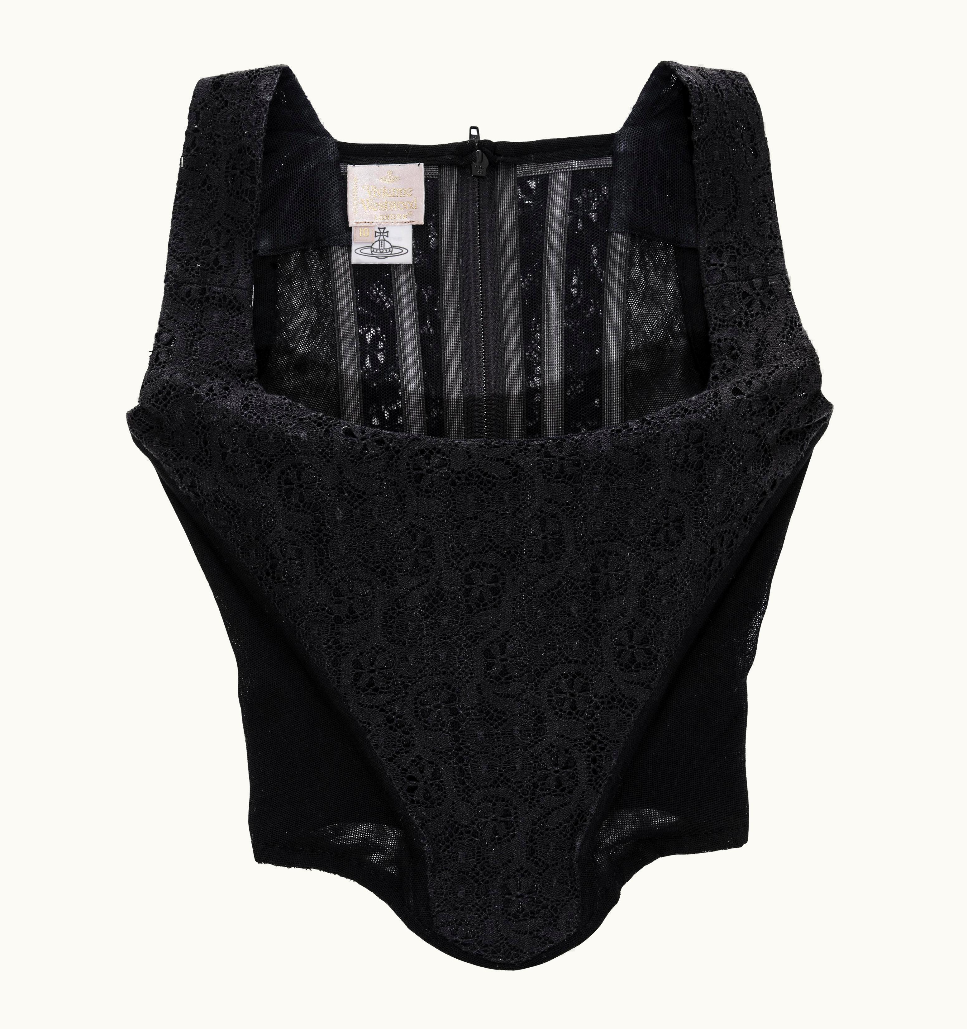 Vivienne Westwood Vivienne Westwood Black Cotton Lace And Mesh Corset, AW 1994