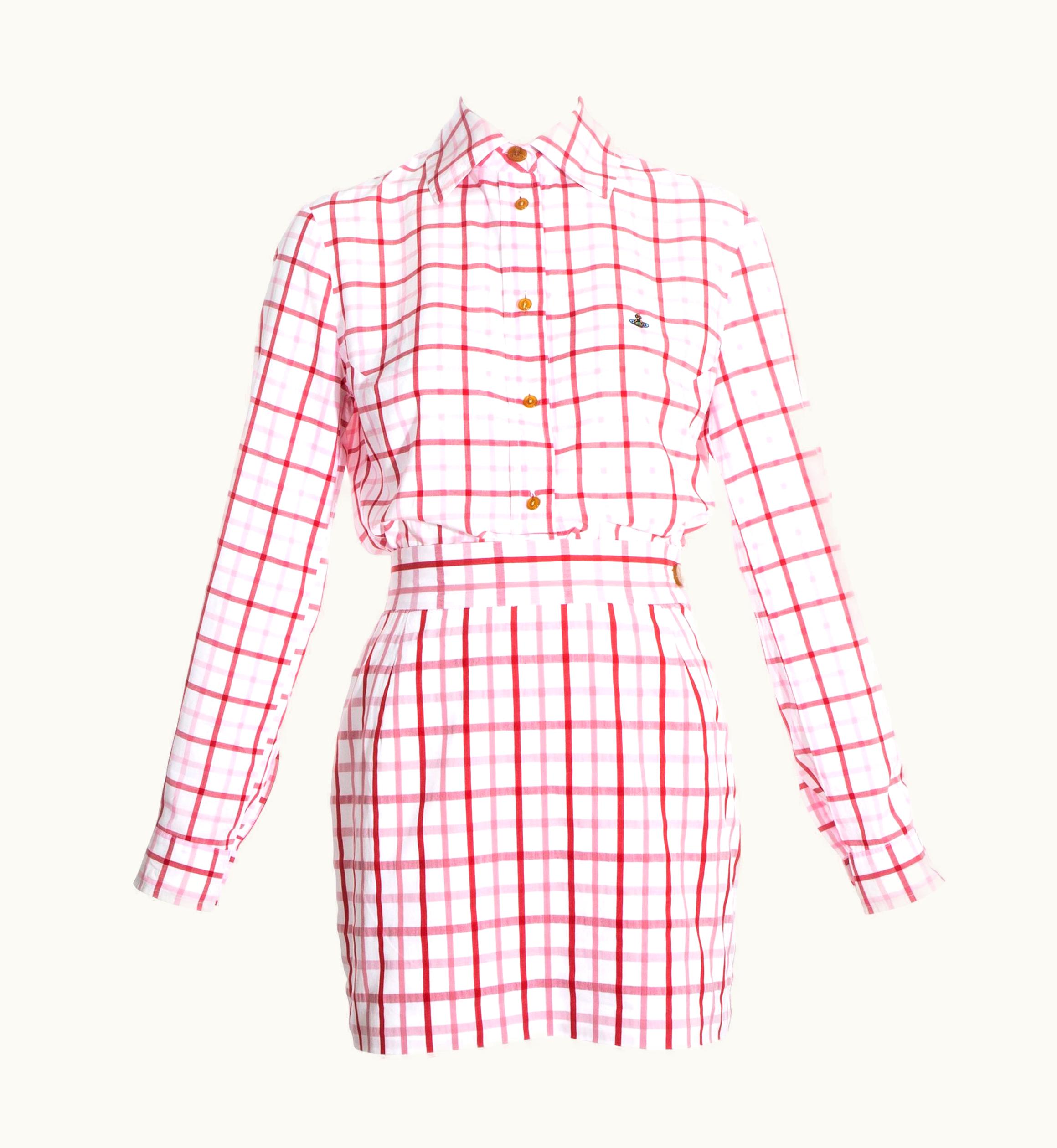 Vivienne Westwood Vivienne Westwood Pink And Red Checked Cotton Skirt Suit, S/S 1994