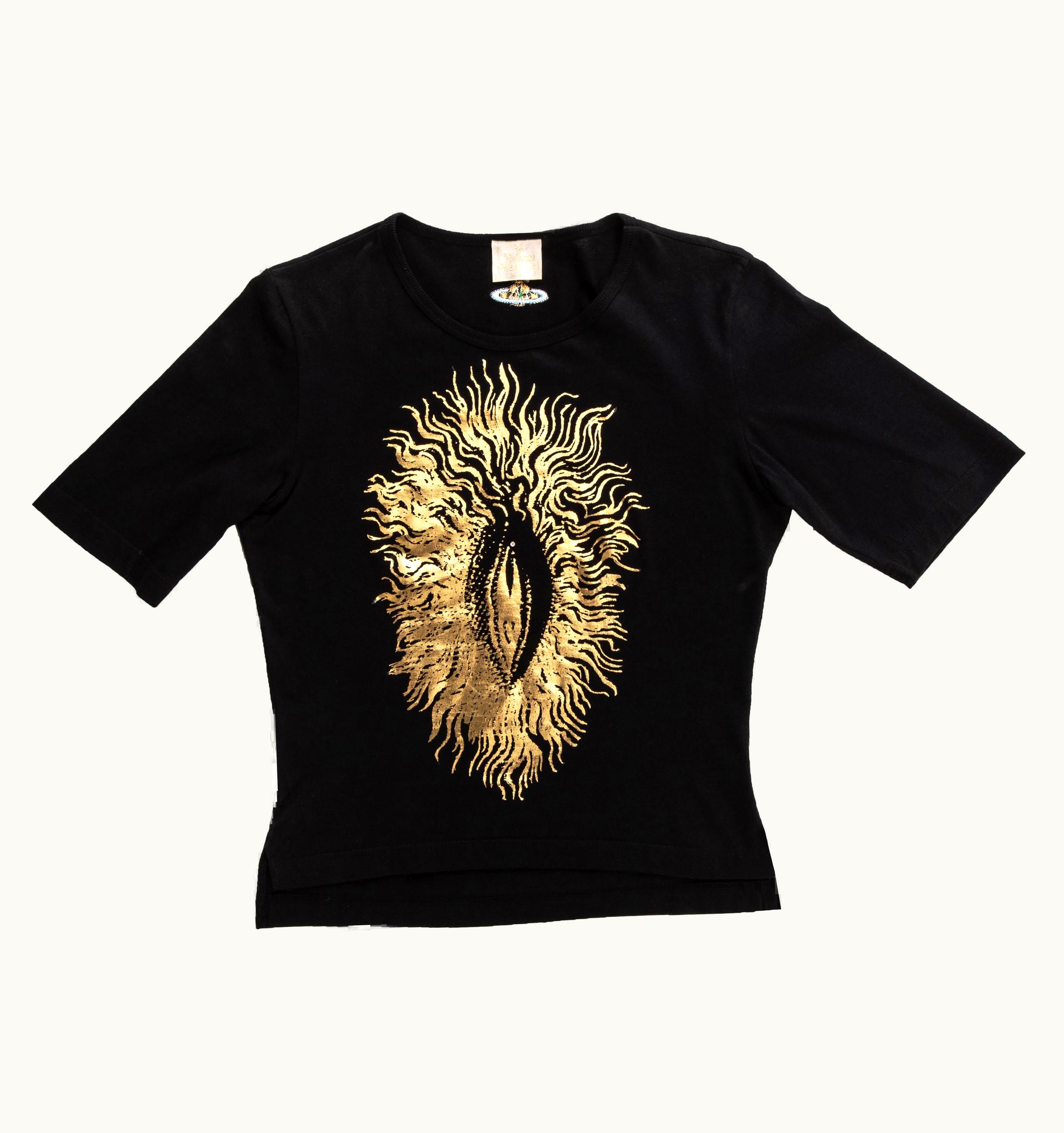 Vivienne Westwood Vivienne Westwood Black T-shirt With Gold Foil Vagina Print, S/S 1994
