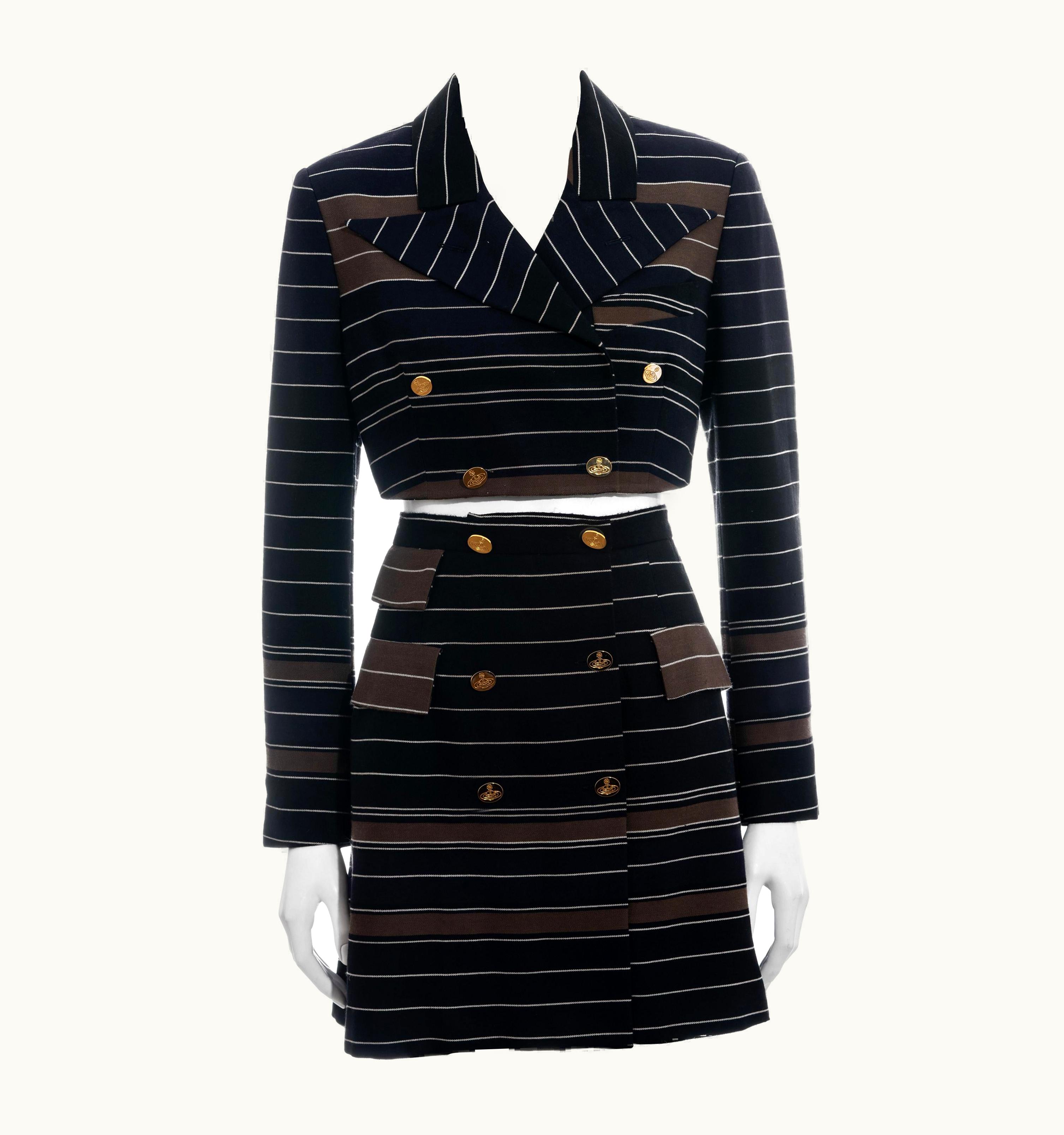 Vivienne Westwood Vivienne Westwood Striped Wool Cropped Blazer And Corseted Skirt Suit, S/S 1994