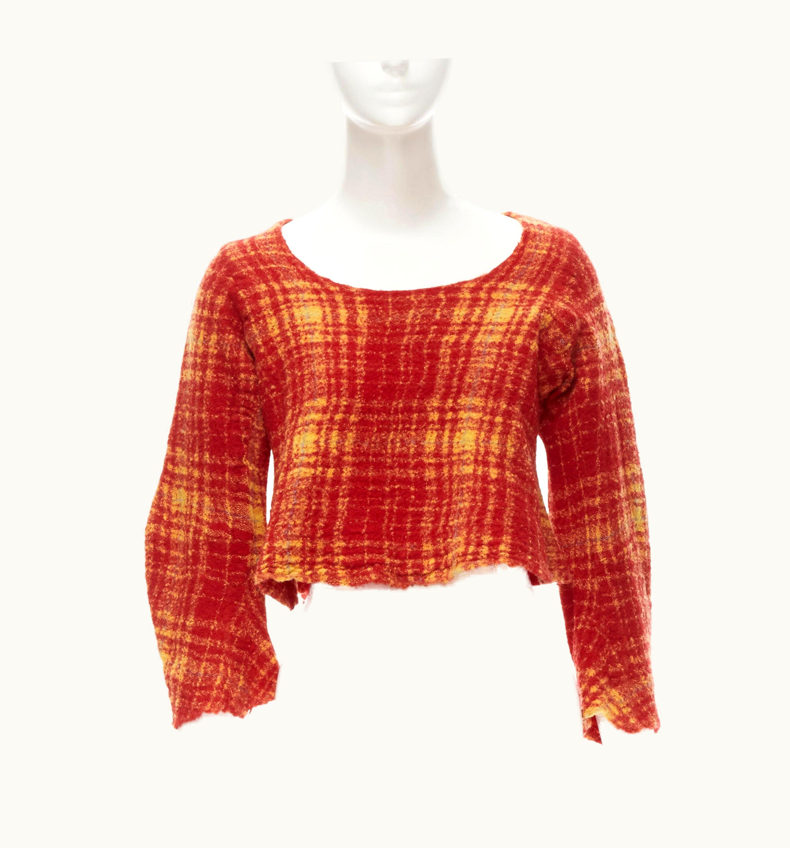 Junya Watanabe Junya Watanabe 1994 Vintage Orange Grey Boiled Wool Shrunken Deconstructed Top