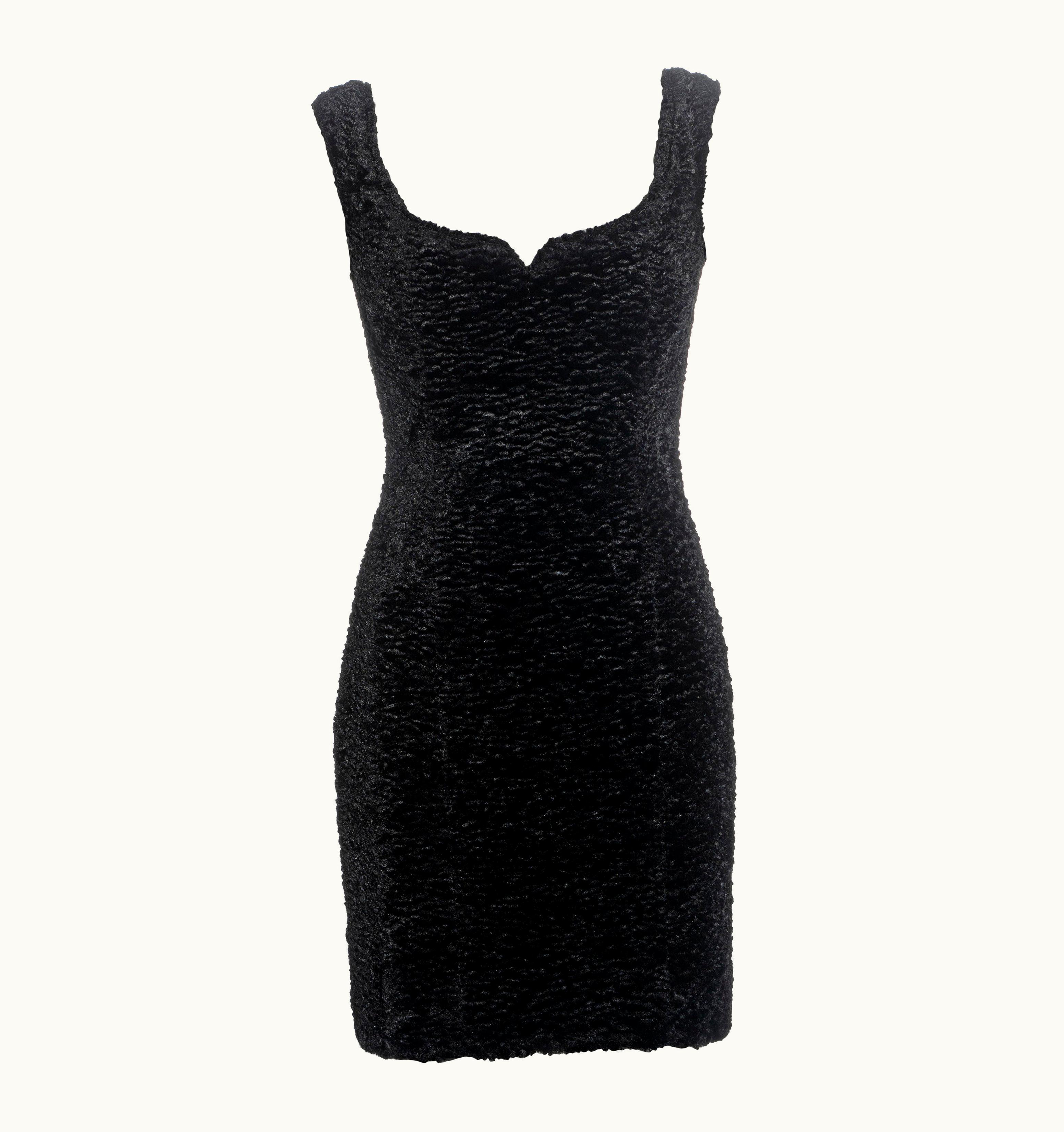 Vivienne Westwood Vivienne Westwood Black Faux Fur Mini Dress With Built In Corset, AW 1994