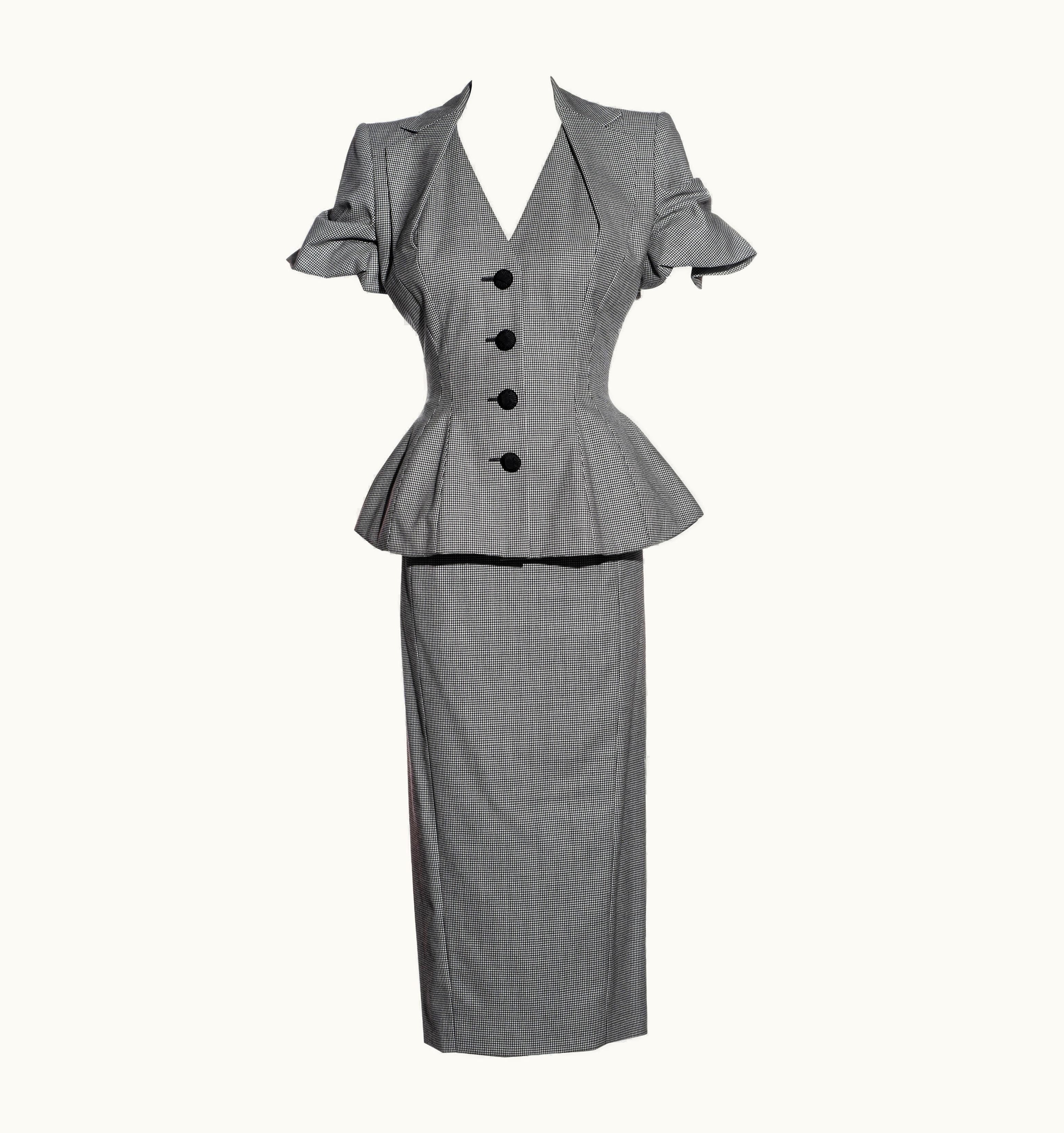 John Galliano John Galliano Houndstooth Checked Wool Skirt Suit, S/S 1995