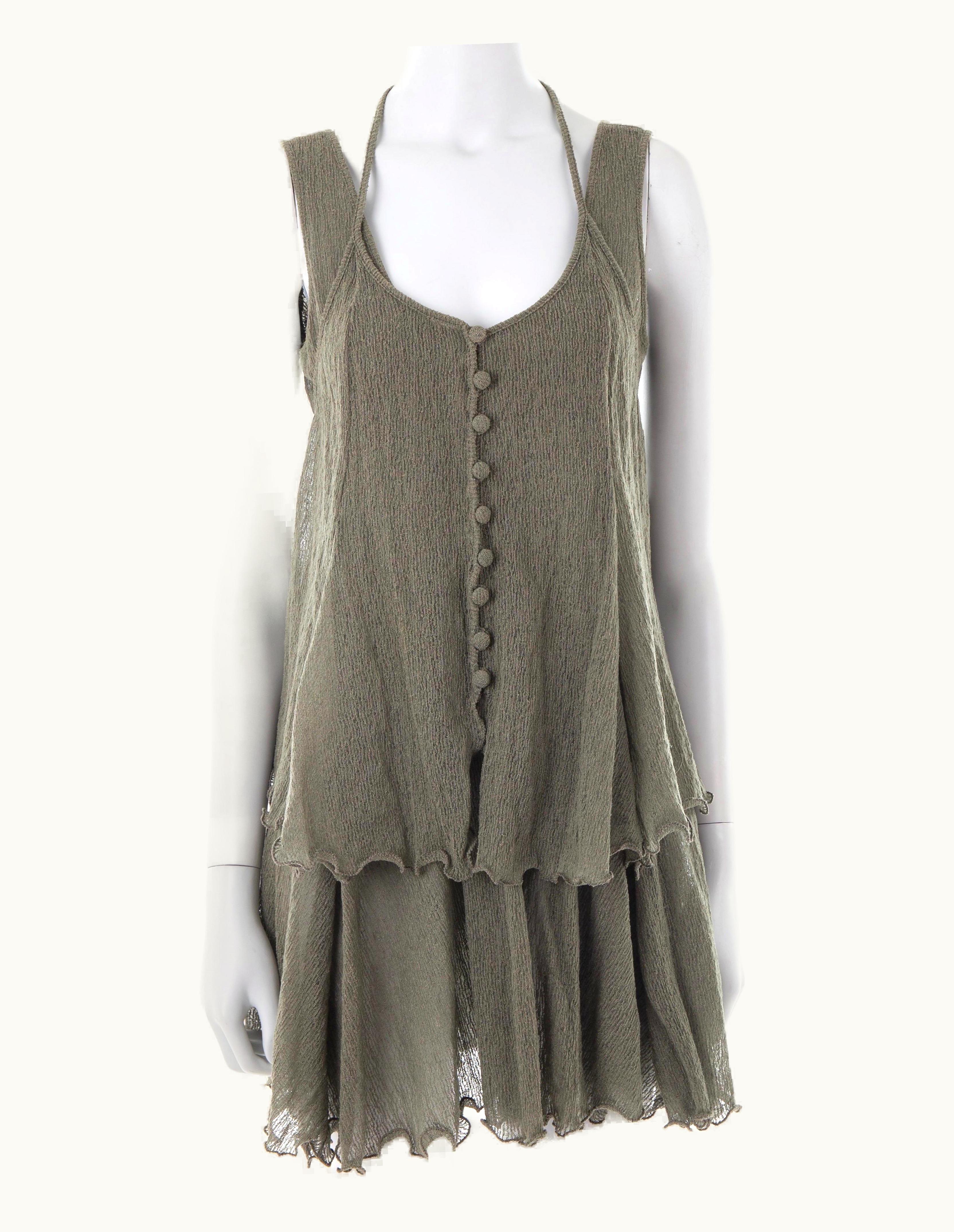 Giorgio Armani Giorgio Armani S/S 1995 Taupe Crinkled 2 Pieces Dress