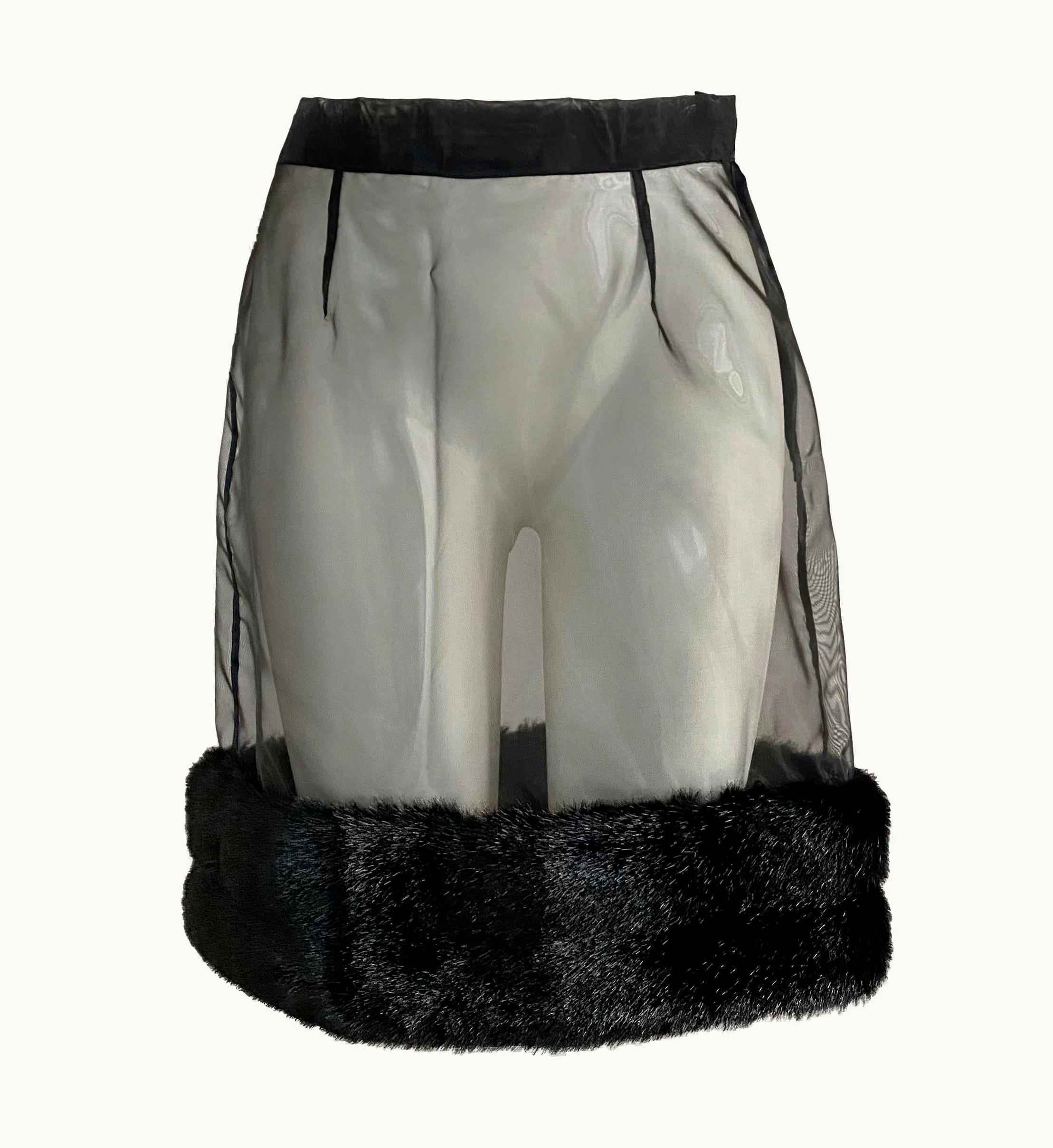 Dolce & Gabbana Dolce & Gabbana AW 1995 Mesh Organza Skirt With Fur Trim