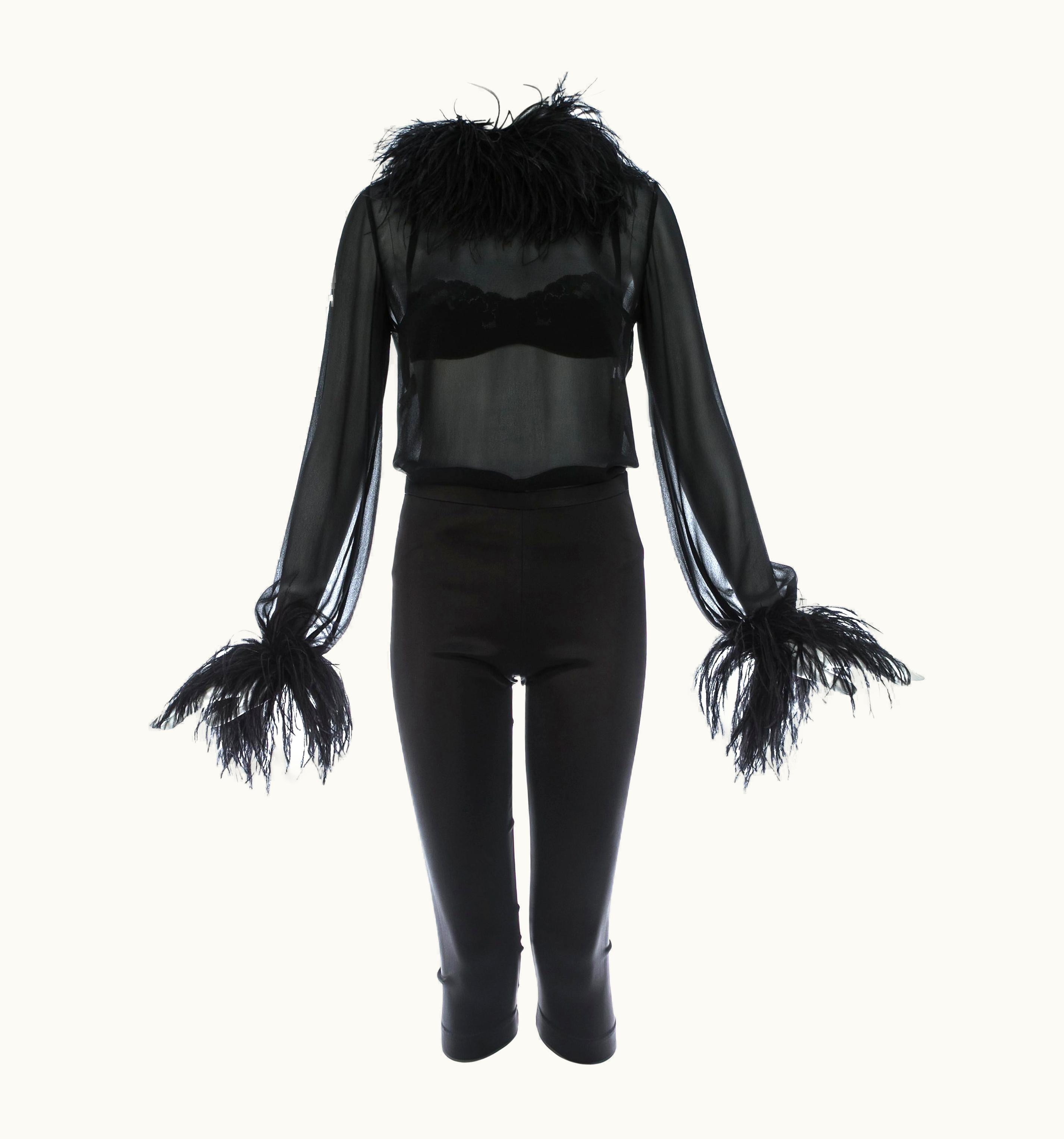 Dolce & Gabbana Dolce & Gabbana Black 3-piece Ensemble With Ostrich Feathers, AW 1995